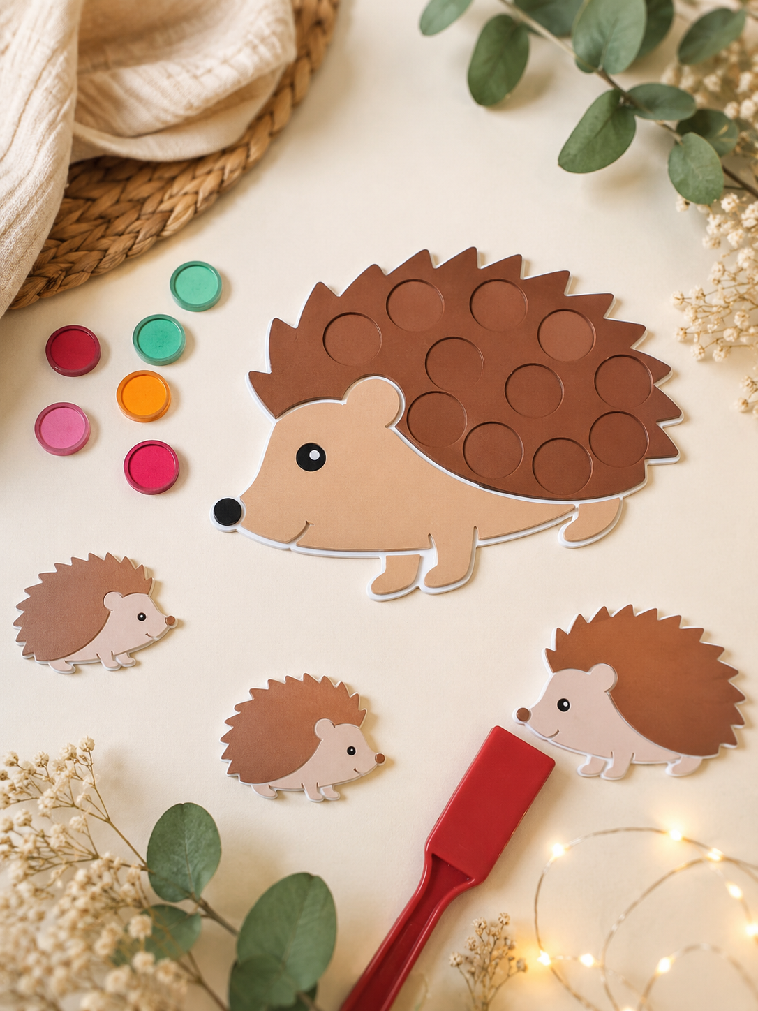 🦔Plaque sensorielle Herisson pour jetons magnétiques et grapats