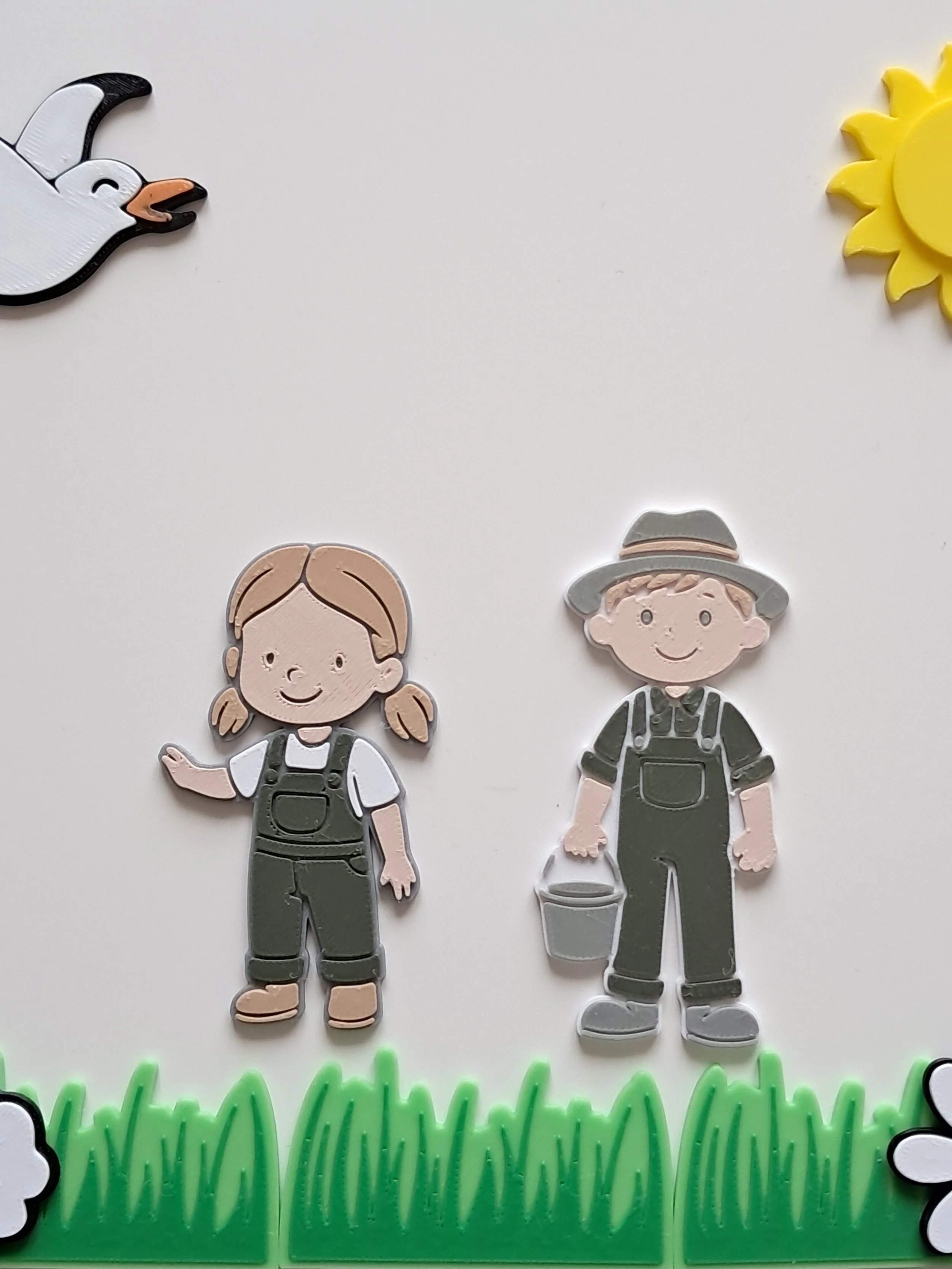 Figurines La fermière, et le fermier mini monde, table sensorielle