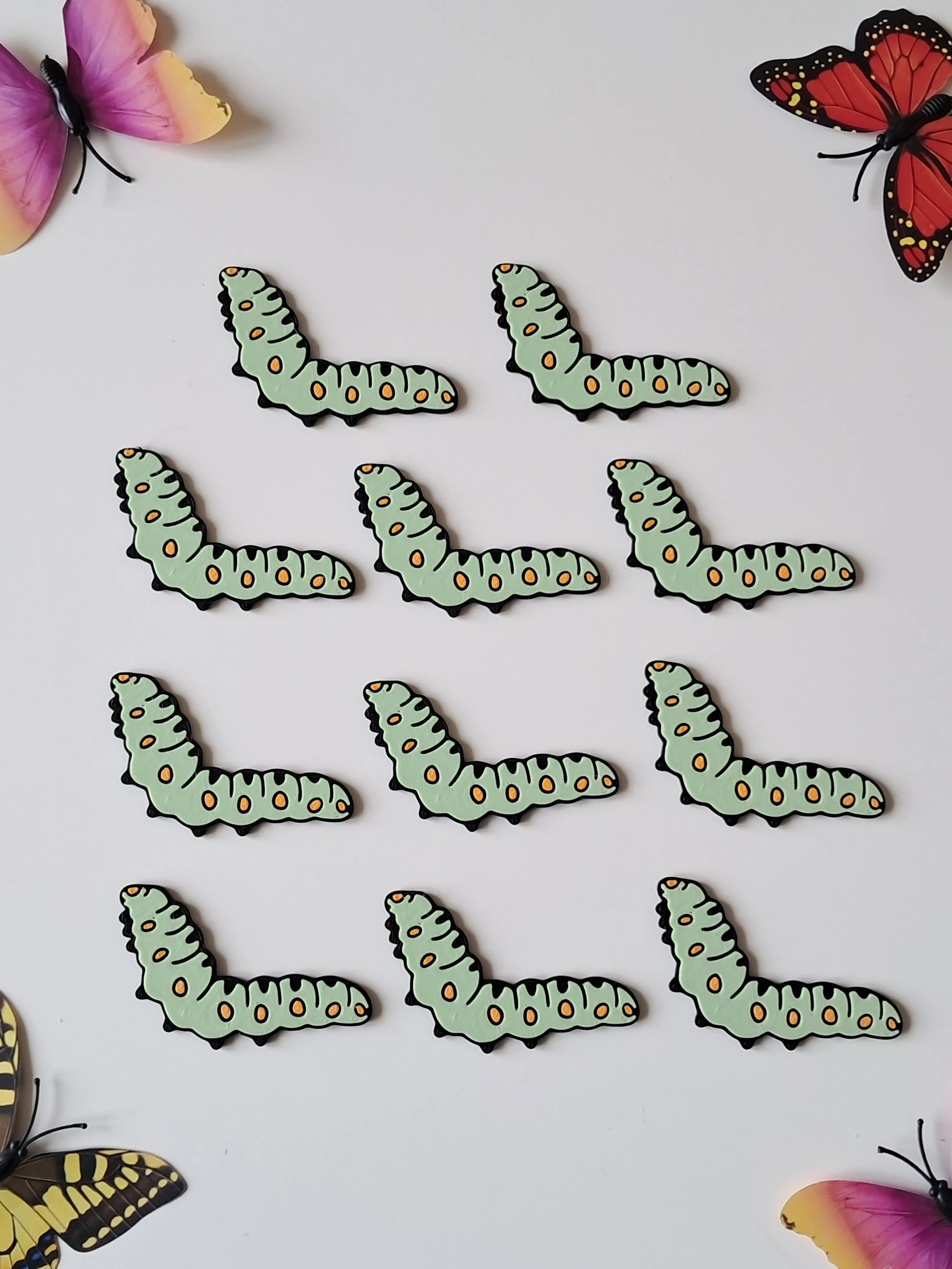 Lot de 10 jetons sensoriels Chenilles , tri, comptage, mini monde, table sensorielle