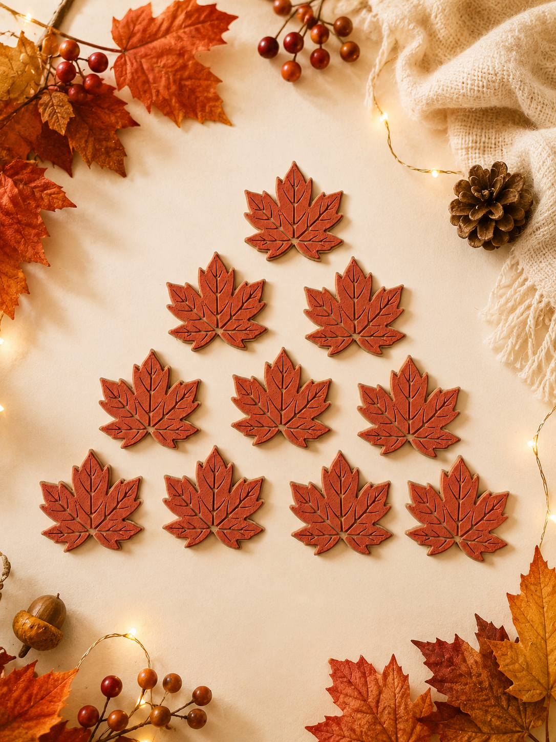 Lot de 10 jetons sensoriels feuilles d'érables