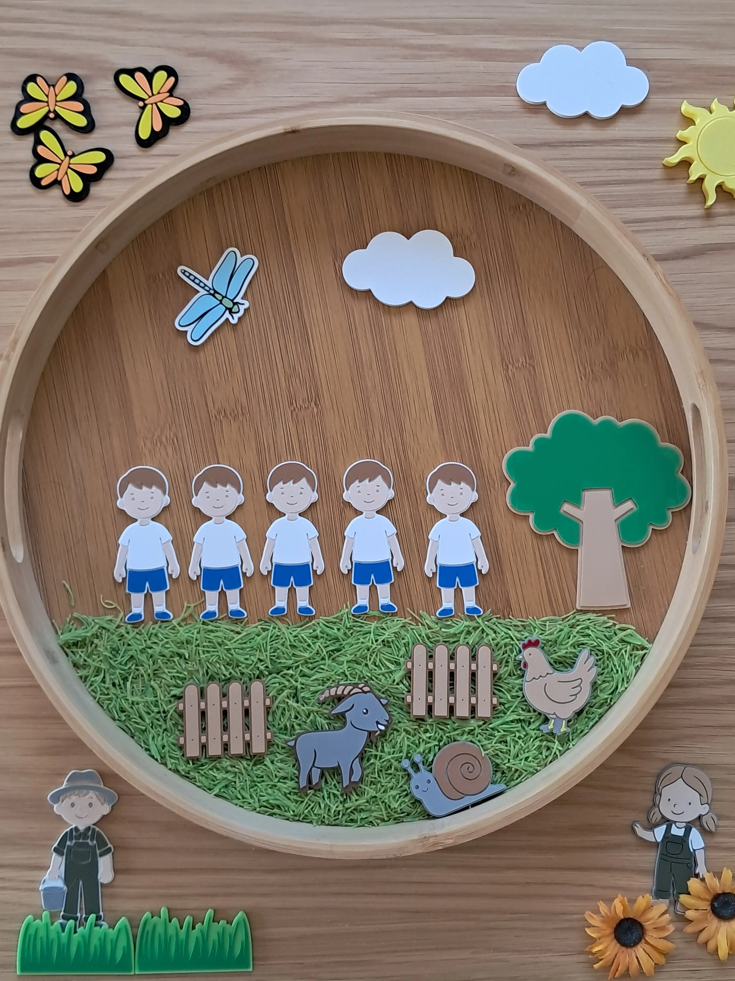 Lot de 5 jetons figurines petits garçons, tri, comptage, mini monde