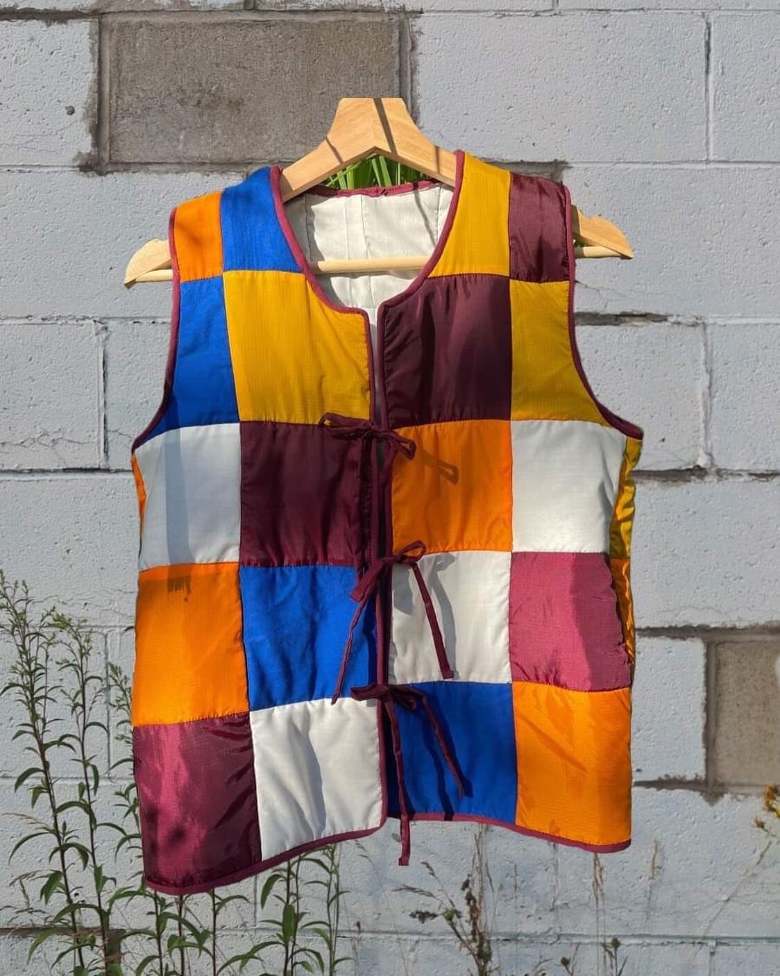 🪁Patch work vest with repurposed 100% wool lining (from an old felted sweater)🪁