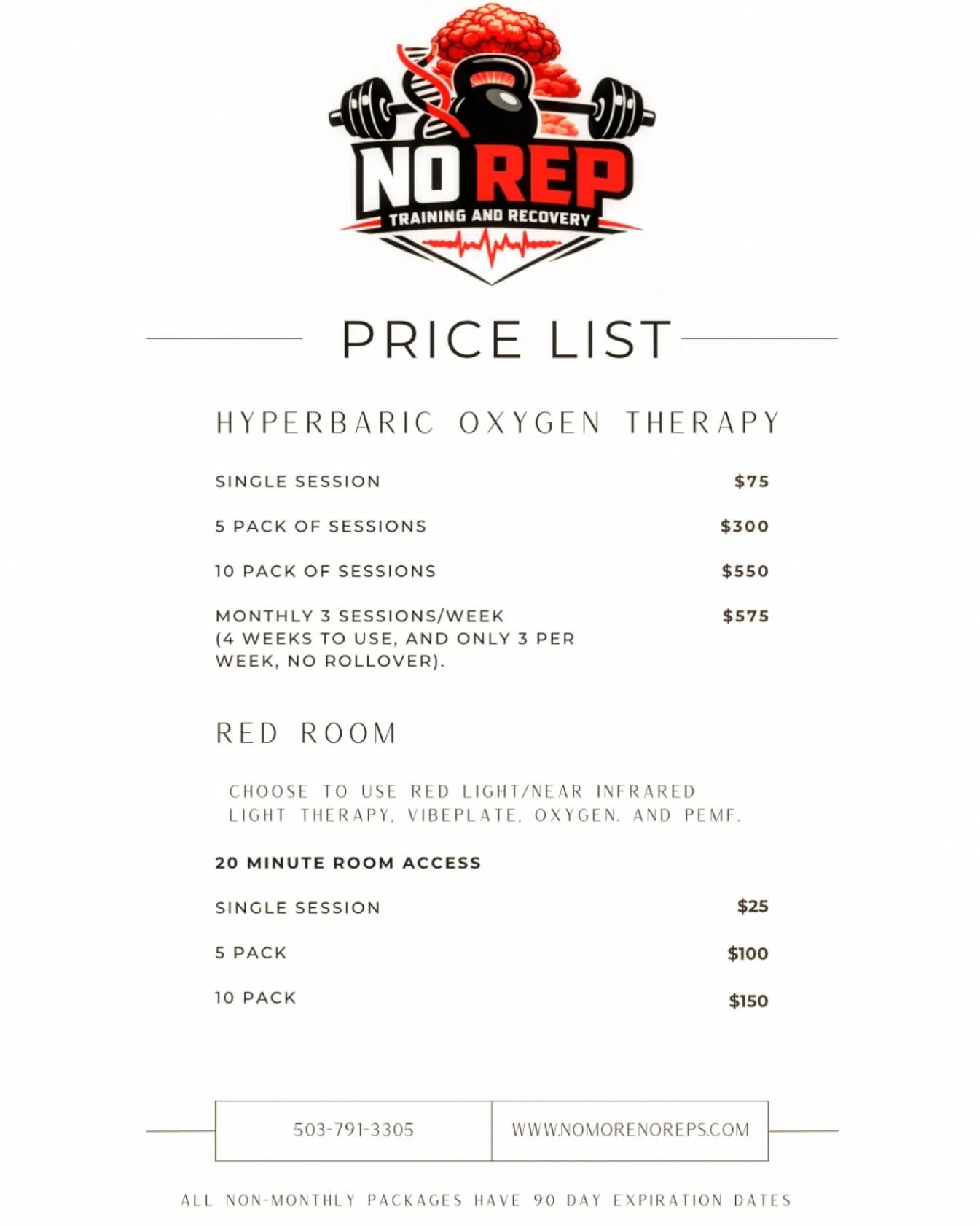 At No Rep Training &amp; Recovery, we don&rsquo;t cut corners.

We recently invested in Dr. Scott Sherr&rsquo;s Hyperbaric Oxygen Therapy training manual and clinical protocol system &mdash; one of the most respected resources in the hyperbaric field