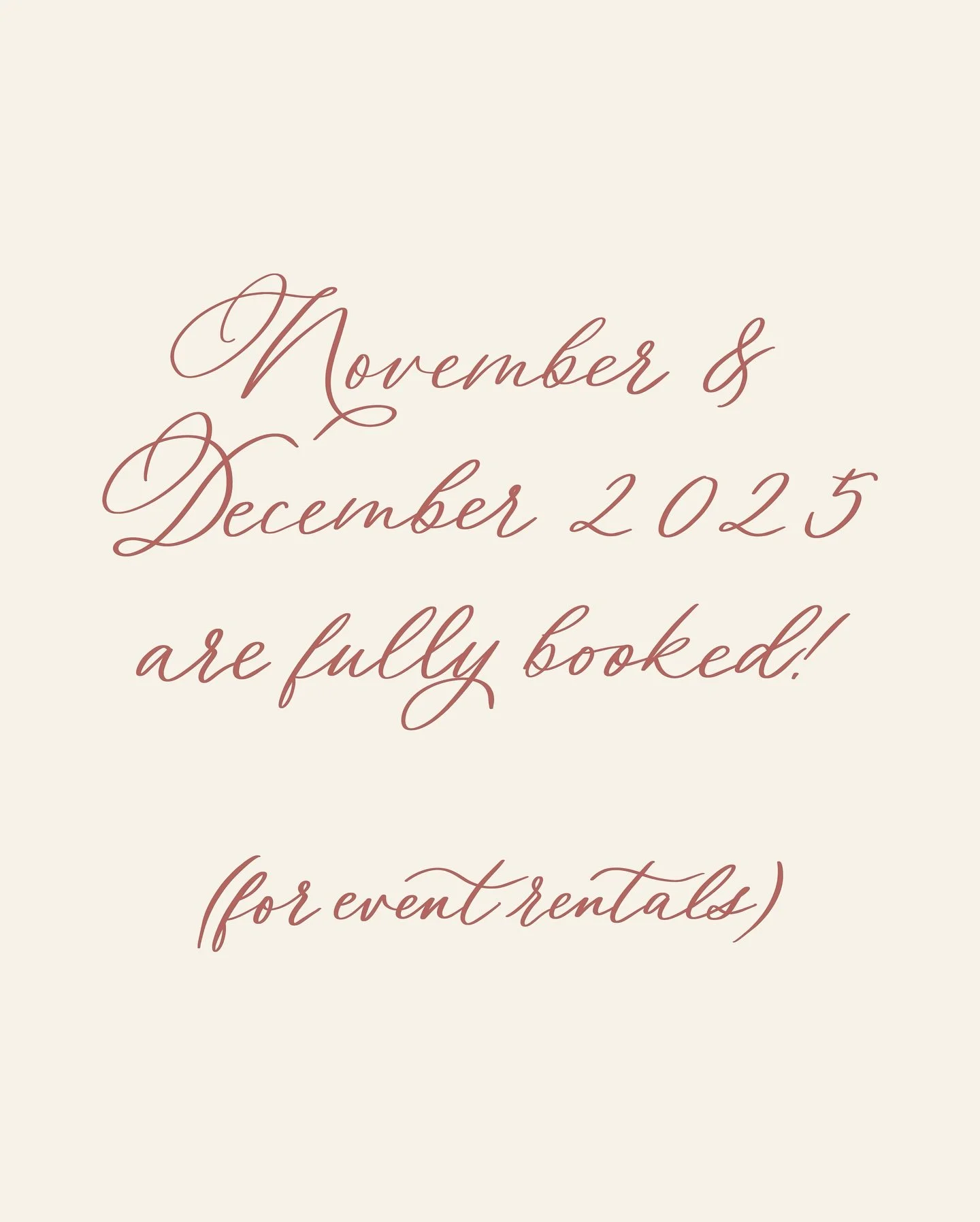 November and December are fully booked for event rentals! I have left lots of room for smaller projects (think gifts for your friends and family!) and of course I&rsquo;ll be opening orders for custom ornaments SOON &hearts;️
