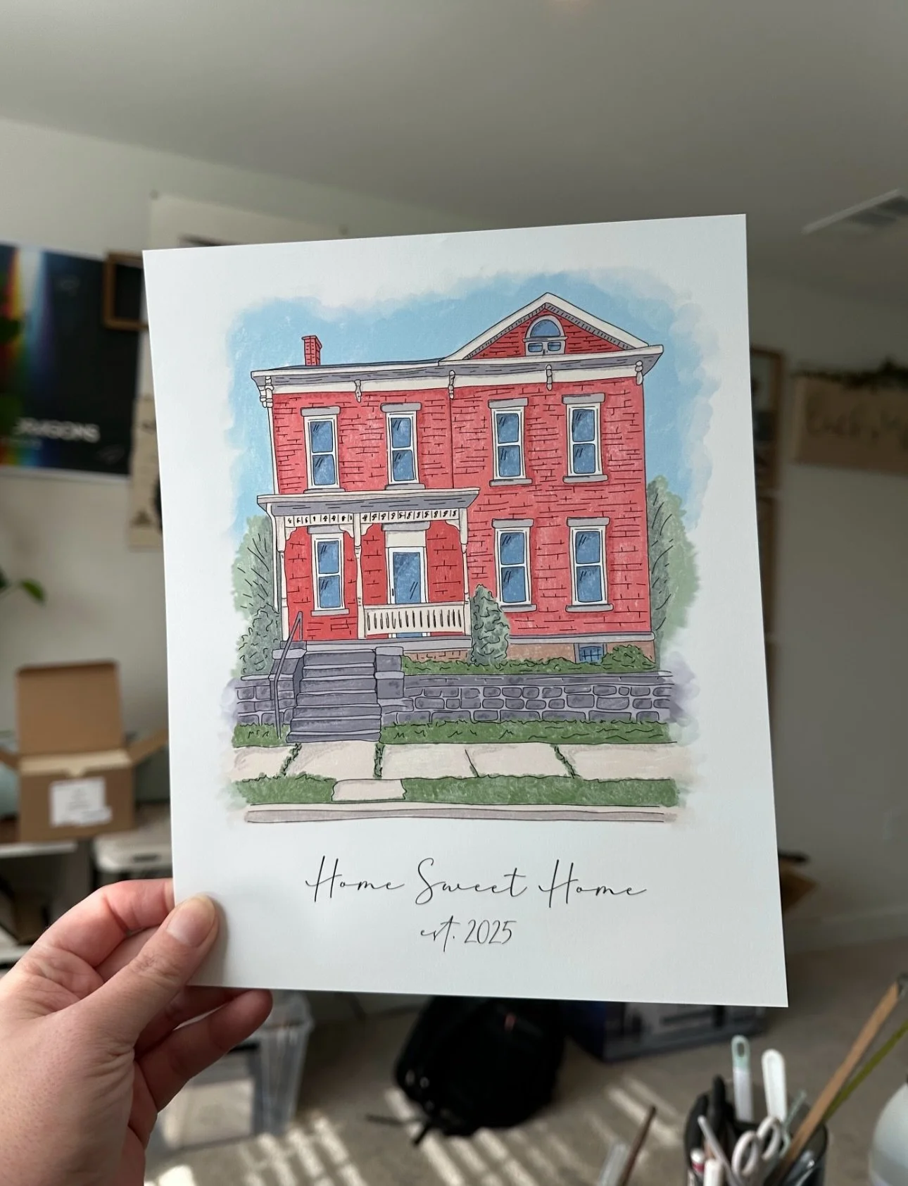 I was very honored to create this house portrait and some other gifts I&rsquo;ll be sharing soon! I&rsquo;d love to do more illustrations so send me a message if you&rsquo;re interested ❤️