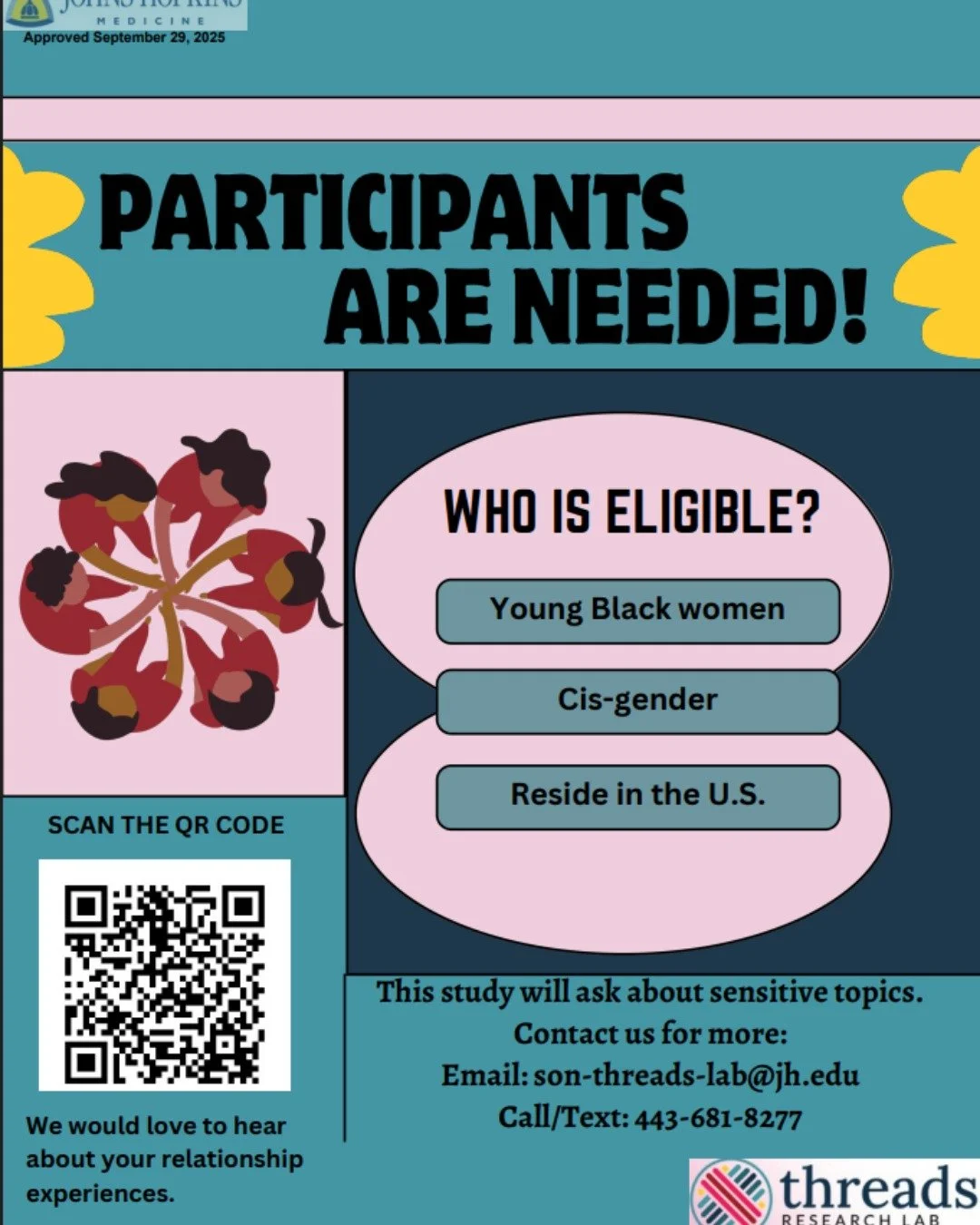 🖤 We&rsquo;re listening to your stories.

We want to learn how certain relationship experiences shape sexual health decision making of Black adolescent and young adult women.

If you identify as a young Black cisgender woman living in the U.S., we&r