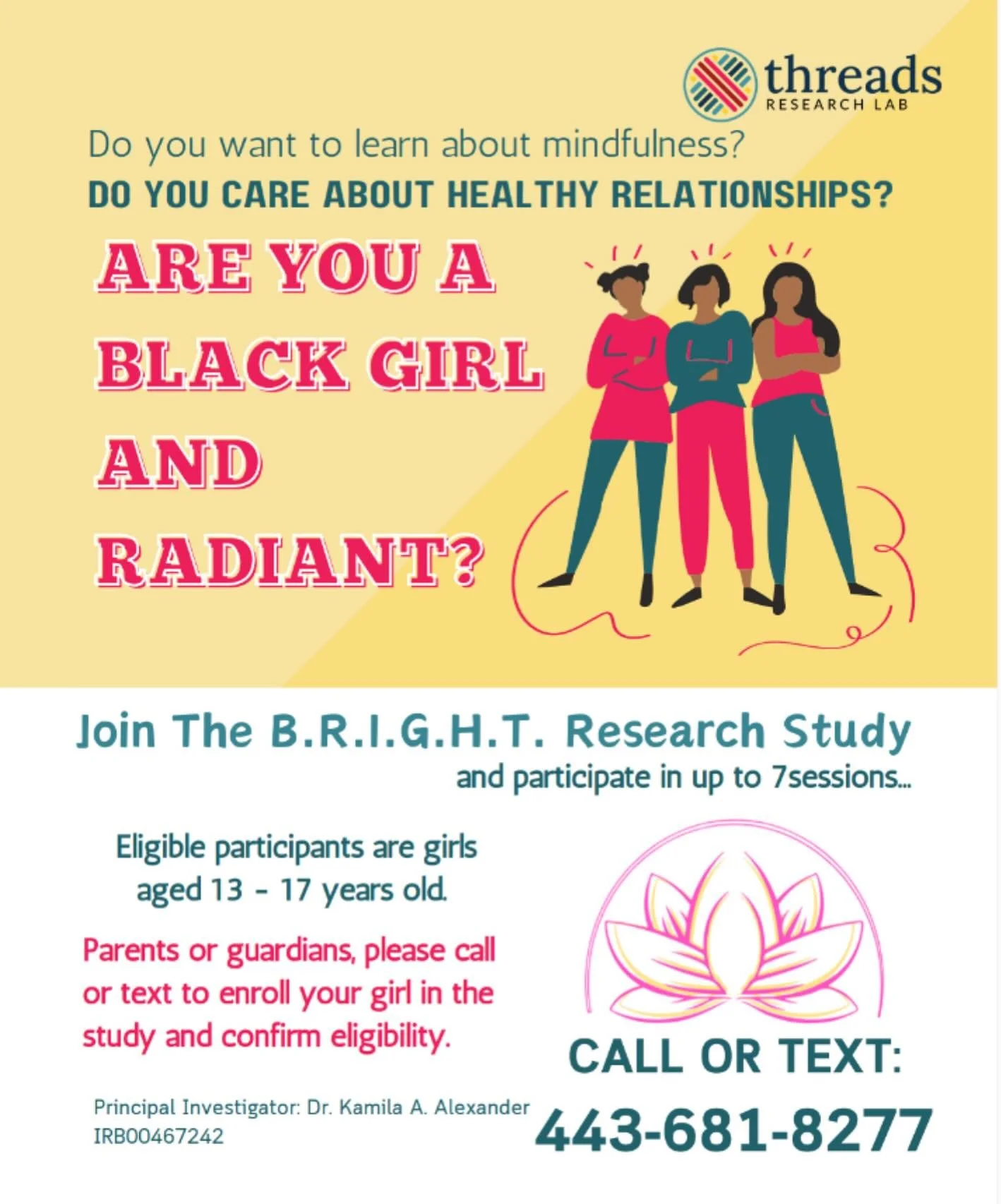 Calling all girls aged 13-17! Are you interested in building stronger relationships, practicing mindfulness, and learning how to navigate life&rsquo;s challenges?

The Threads Research Lab is teaming up with @bmoreempowered to bring you the B.R.I.G.H