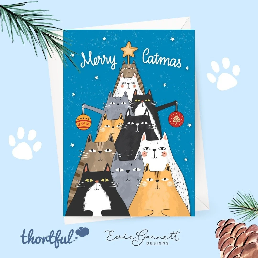 The perfect christmas card for cat lovers! Available at Thortful - 
https://www.thortful.com/creator/Evie
#cats #christmas #christmascard #christmasgiftcard #christmascrafting #pets #kitten #Merrychristmas #art #smallbusiness #thortful