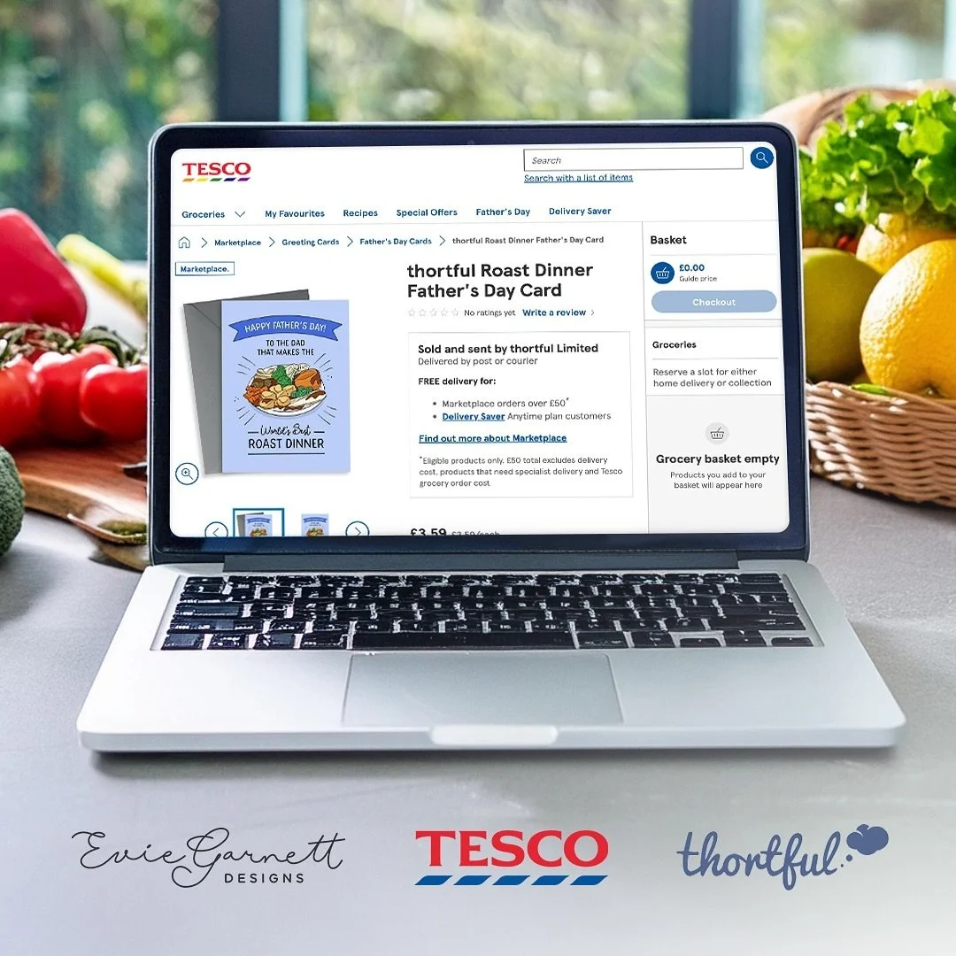 Next time you order your Tesco groceries, be sure to add my new Father&rsquo;s Day card to your basket! I&rsquo;m so grateful to be a part of the @thortful x @tescofood collab, and it&rsquo;s a real honour to be featured alongside some of my favourit