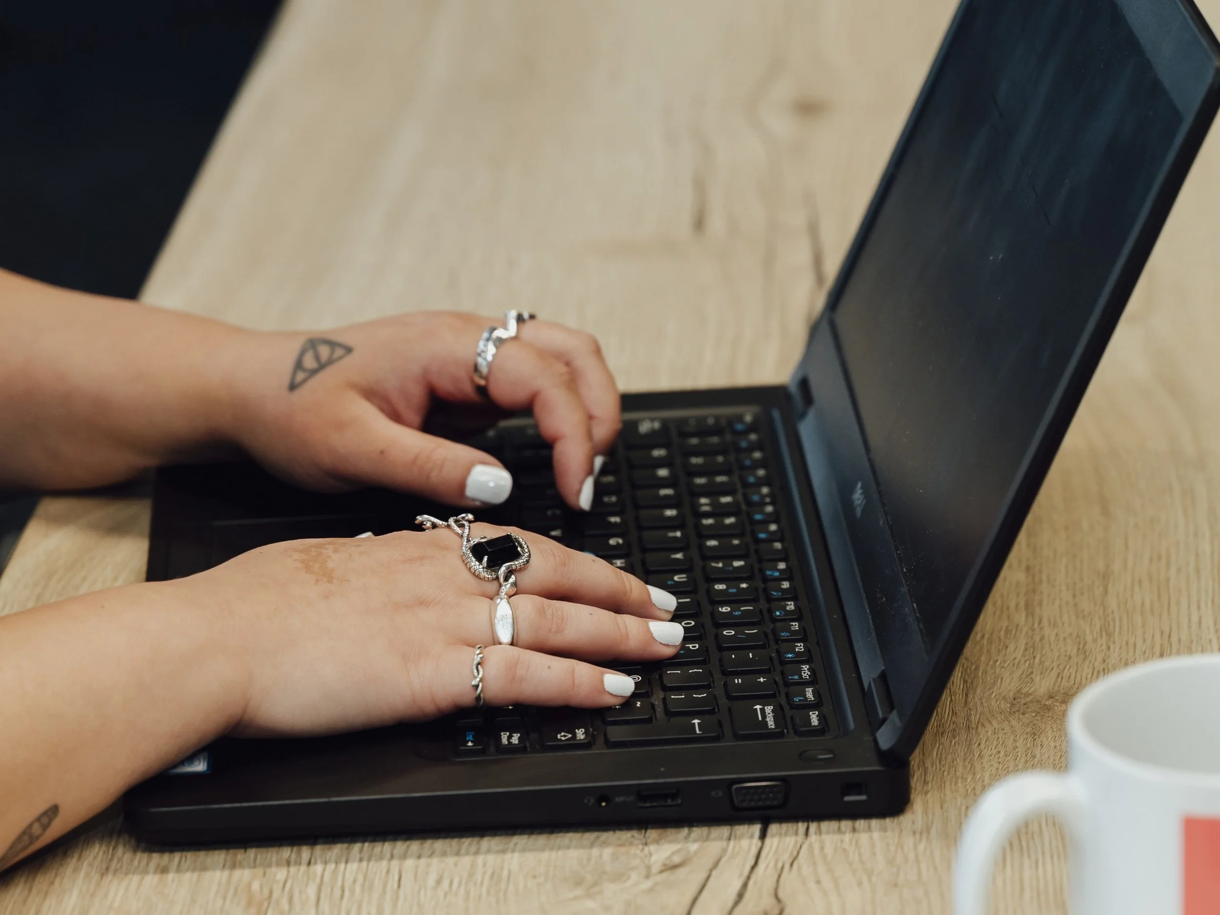 A woman on a laptop
