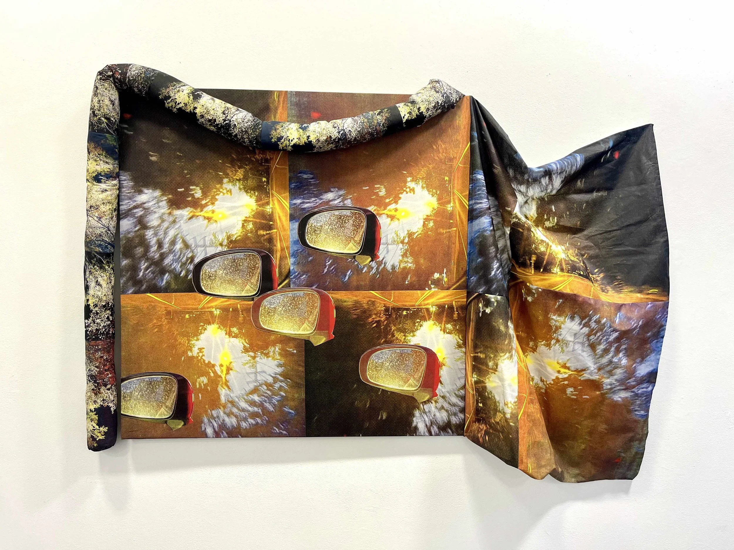 Night Drive, Screenprint on cotton, polyfill, thread, 36 x 60 inches, 2025
