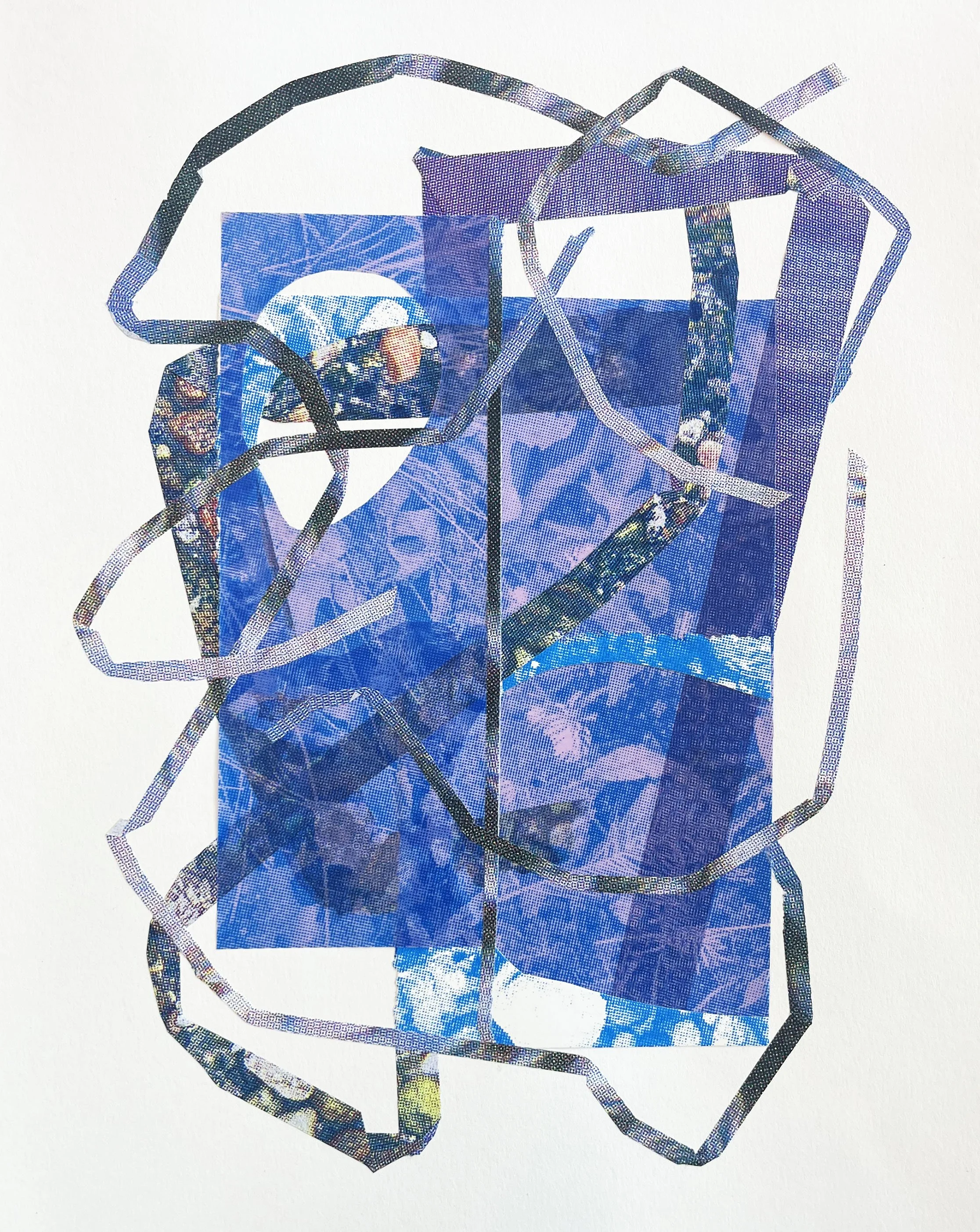 Blue Strings, Screenprint on kozo,, starch paste, 11x14 inches, 2026