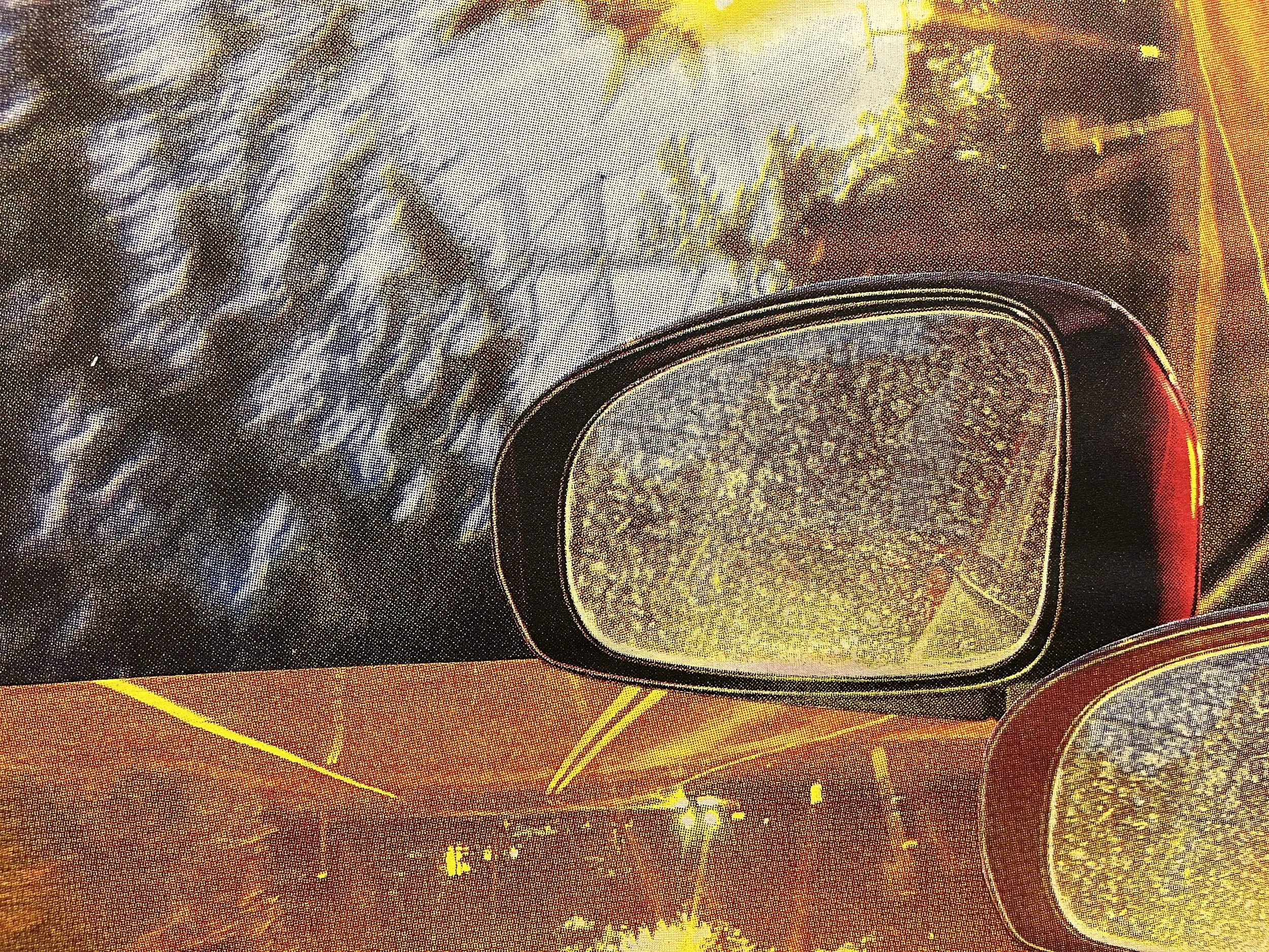 Detail, Night Drive, Screenprint on cotton, polyfill, thread, 36 x 60 inches, 2025