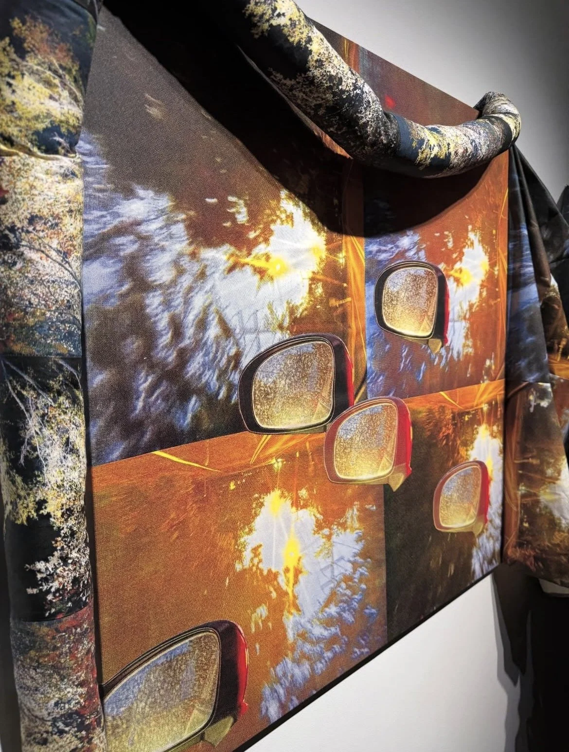 Detail, Night Drive, Screenprint on cotton, polyfill, thread, 36 x 60 inches, 2025