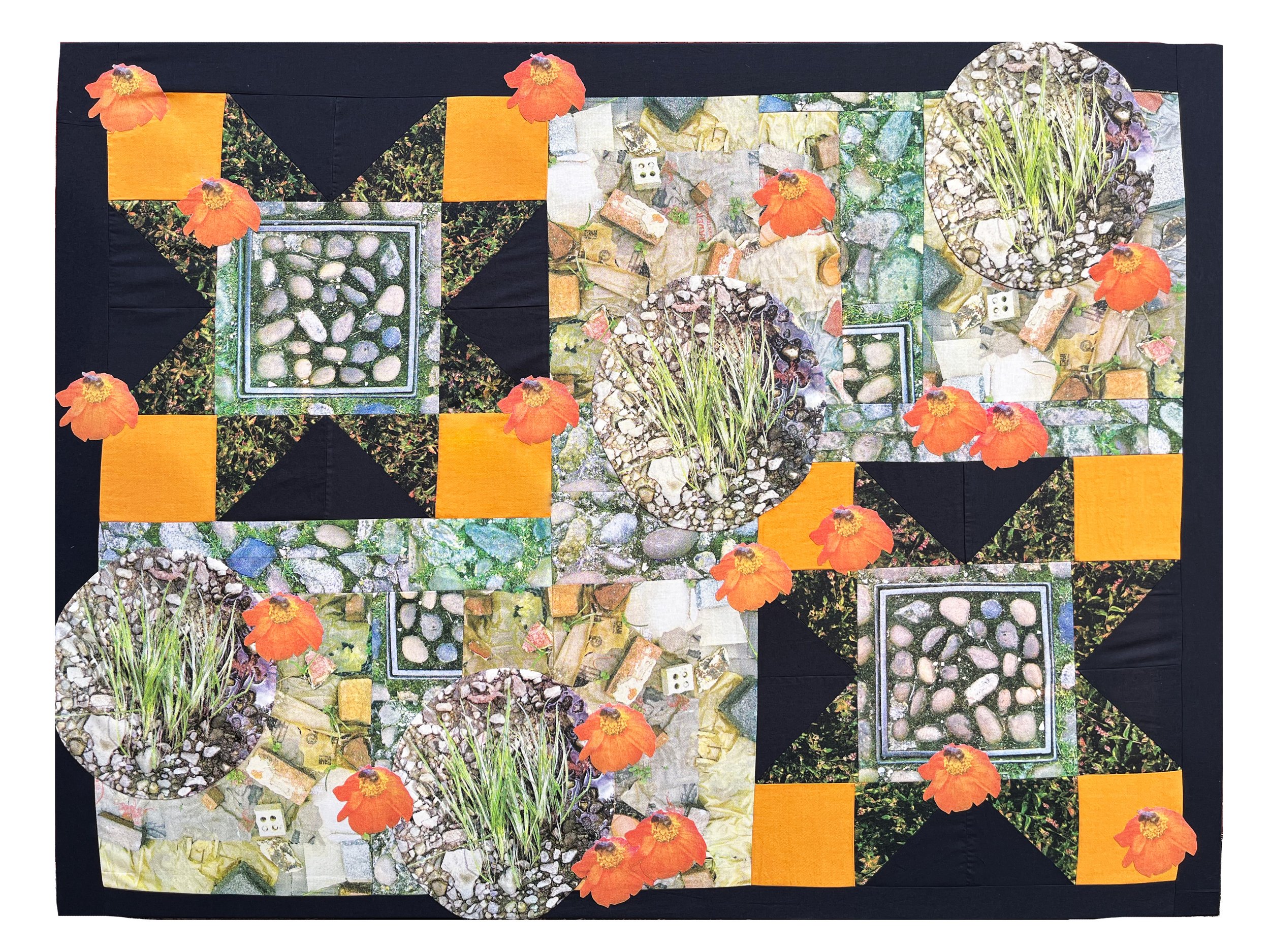 Cold Orange Flower Spring
Screenprint on cotton, thread
36 x 48 inches
2024