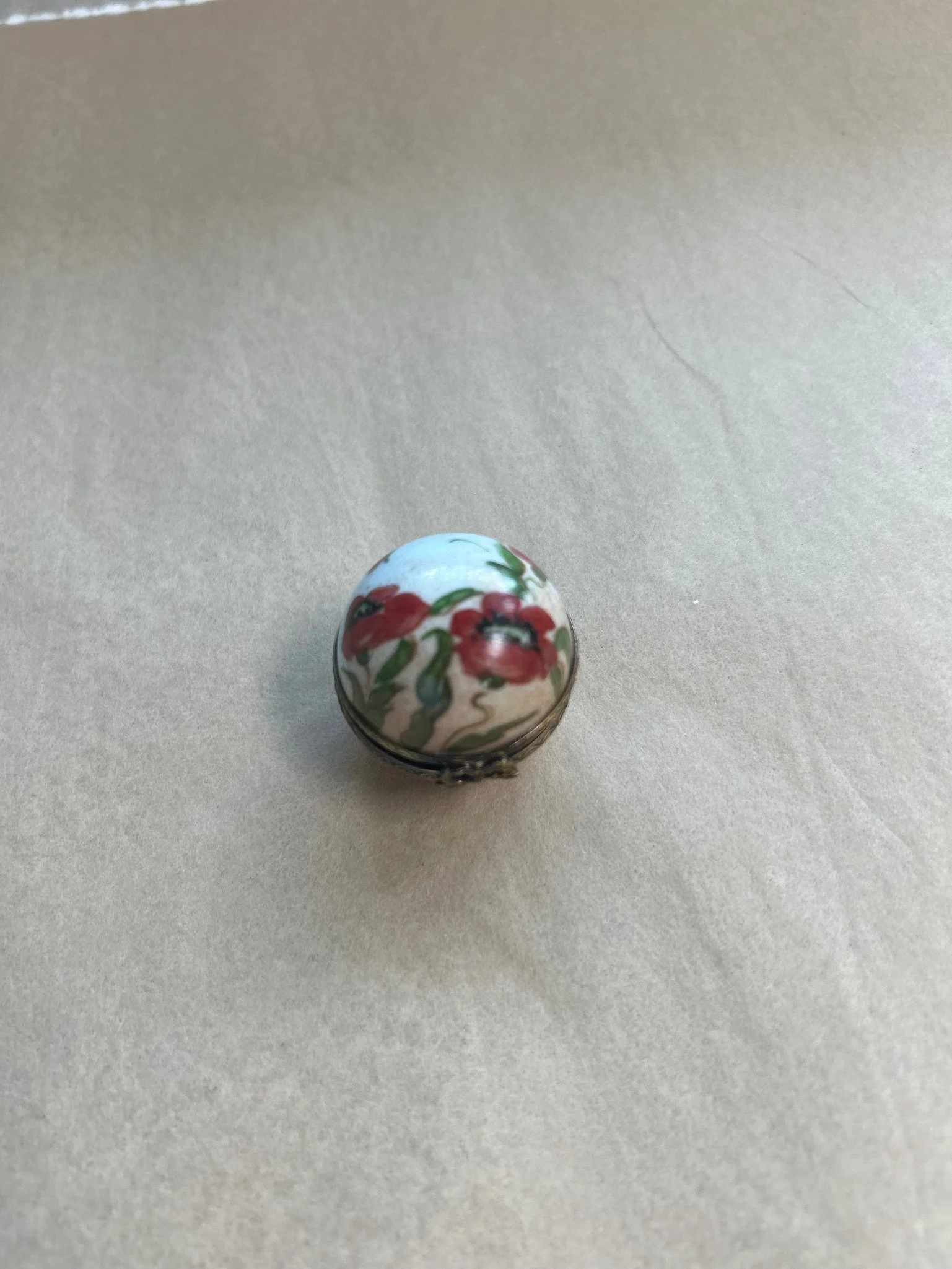 Limoges Tiny Floral Ball Trinket Box
