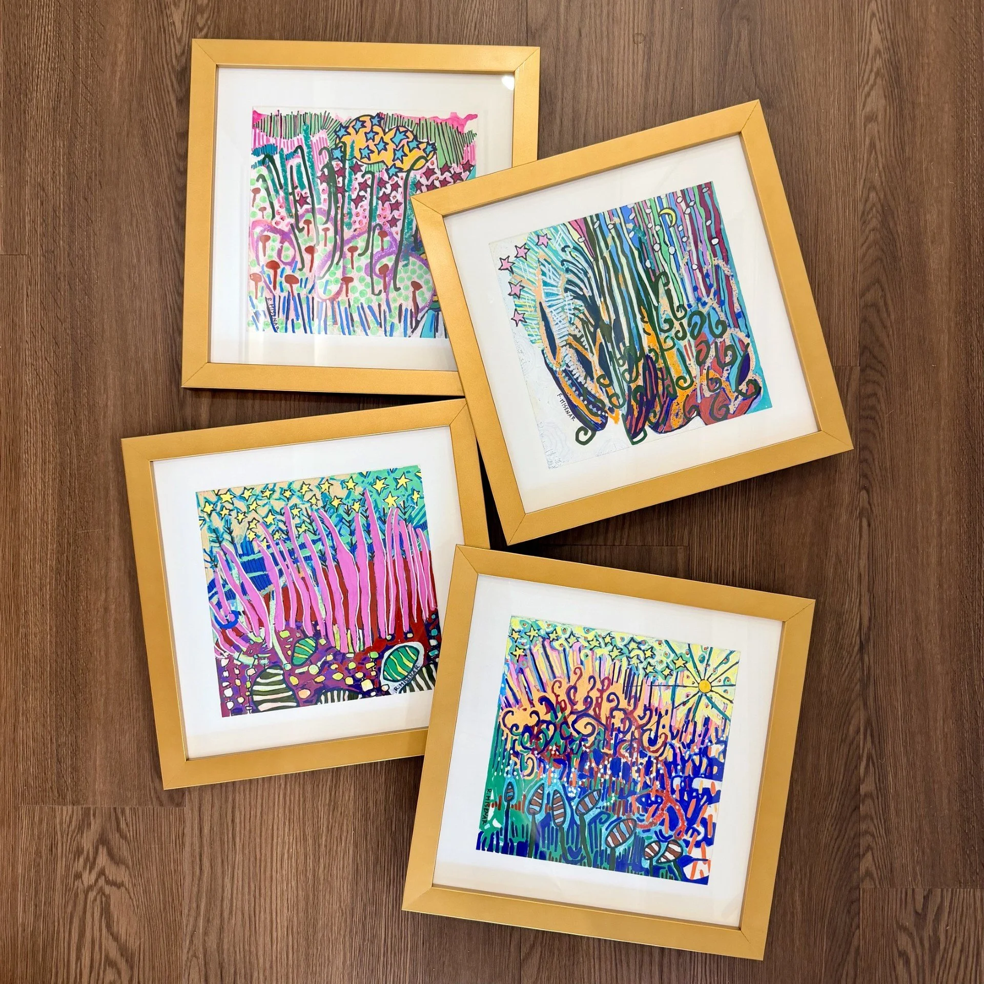 One Love, Midnight Rider, Soulshine and Crazy Love - 12x12" Framed by Rachel Misenar $350 each 