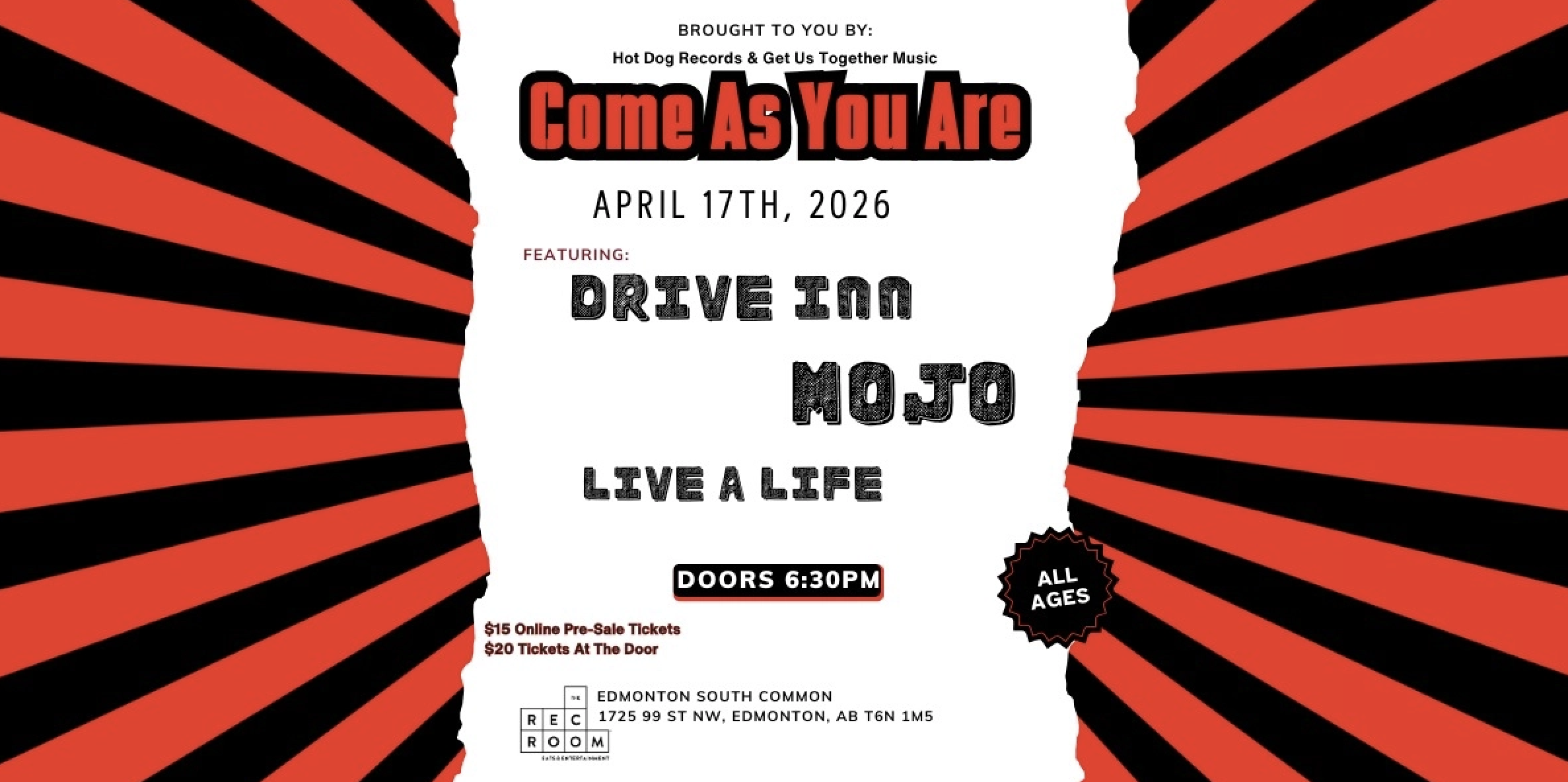 Drive Inn, Mojo, Live A Life at The Rec Room