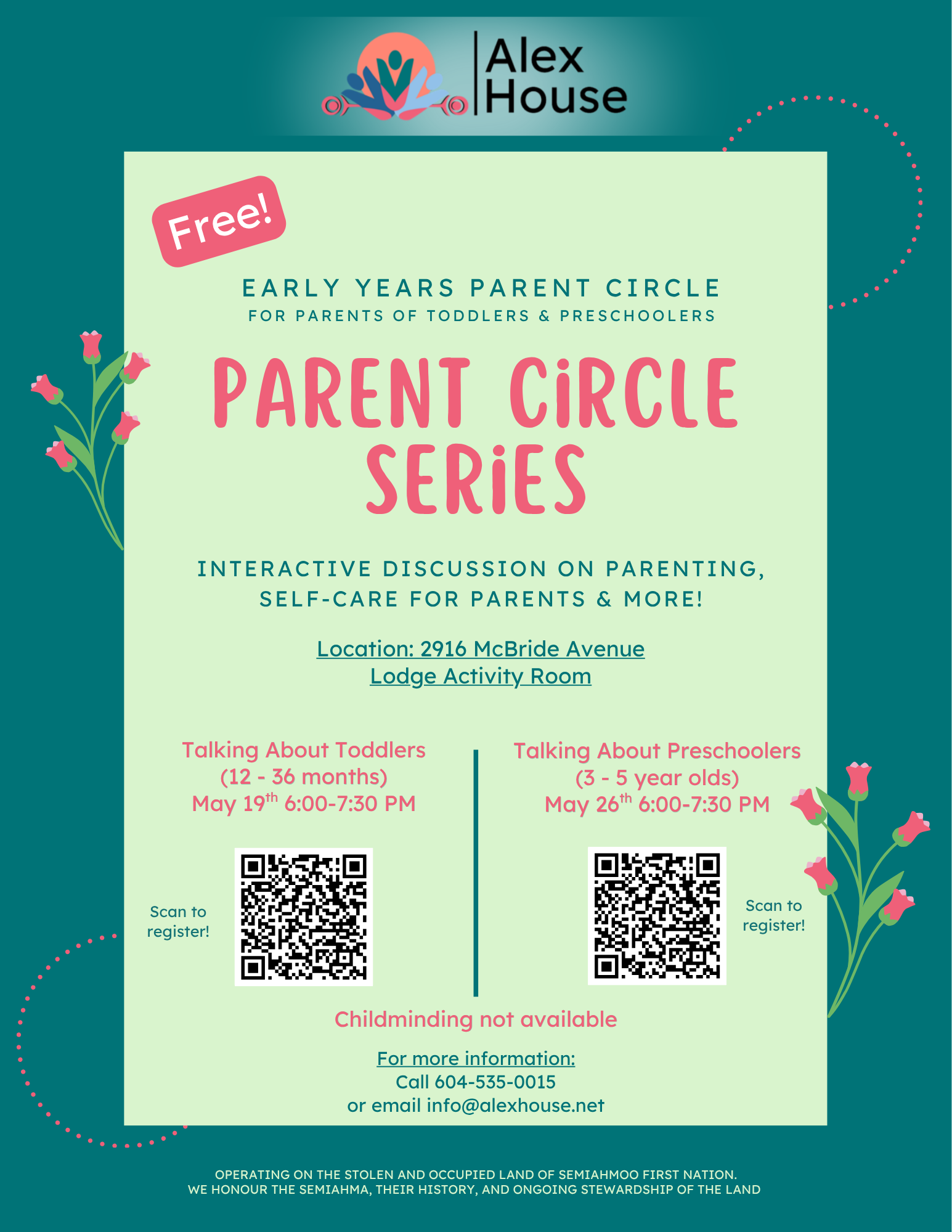 Early Years Parent/Caregiver Circle Series for Parents of Toddlers &amp; Preschoolers&nbsp;