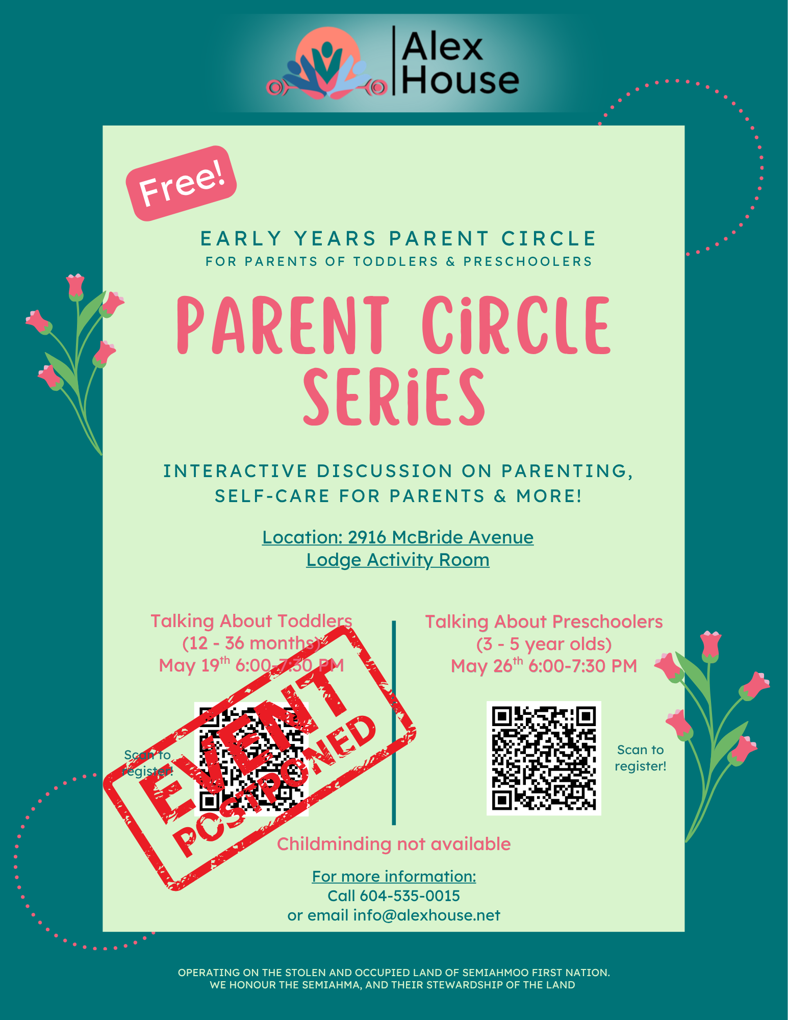 Early Years Parent/Caregiver Circle Series for Parents of Toddlers &amp; Preschoolers