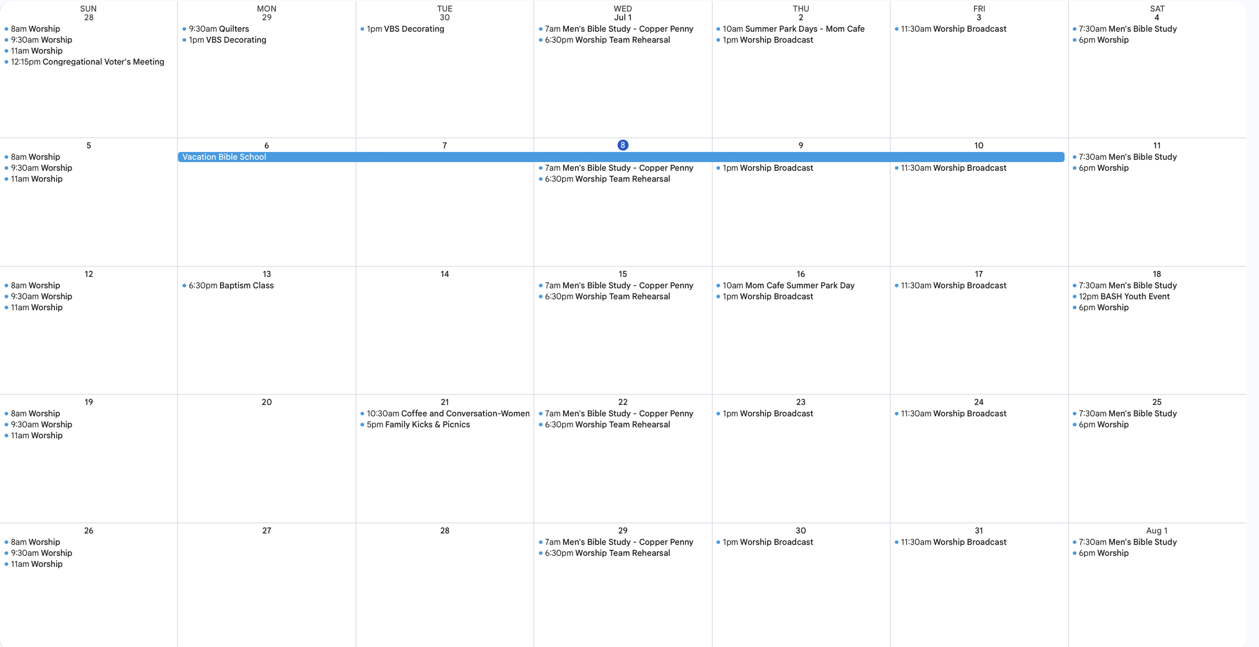 St. John's Events Calendar for July