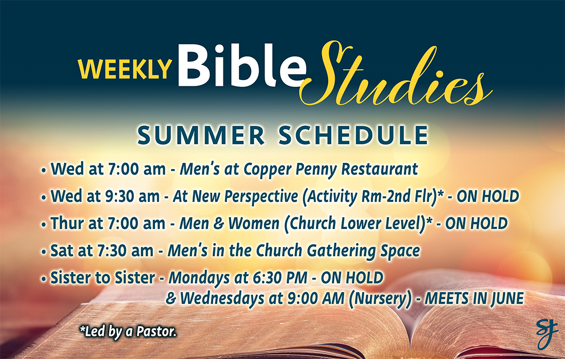 Summer Schedule for St. John's Bible Study Groups