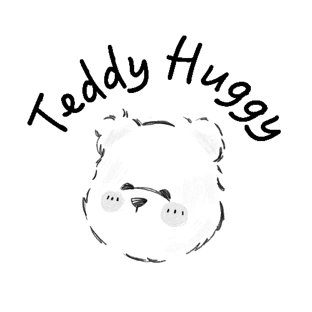 Cute illustration of a fluffy white bear with closed eyes, blushing cheeks, and a small nose, on a black background.