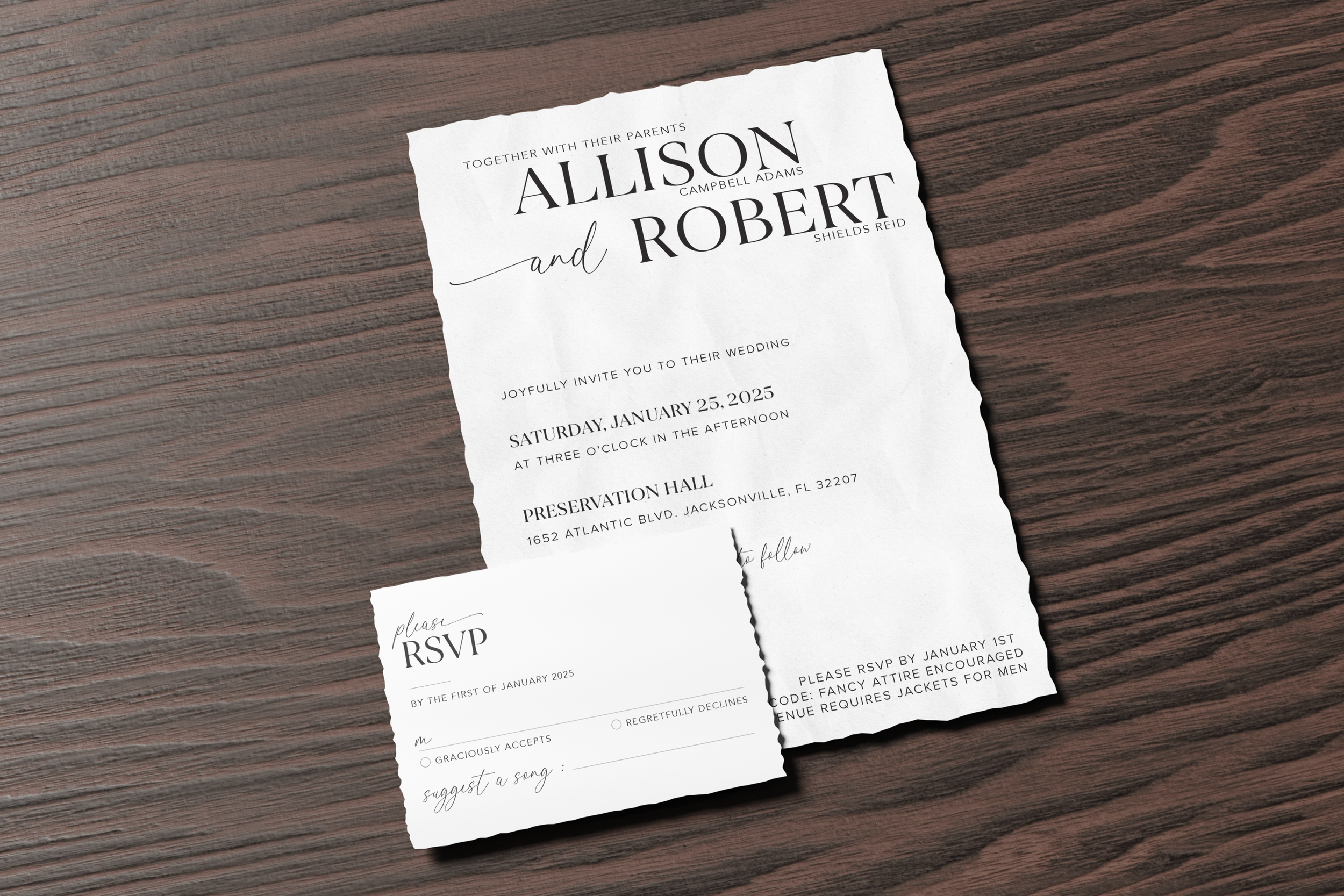 Allison + Robert's Wedding Invites