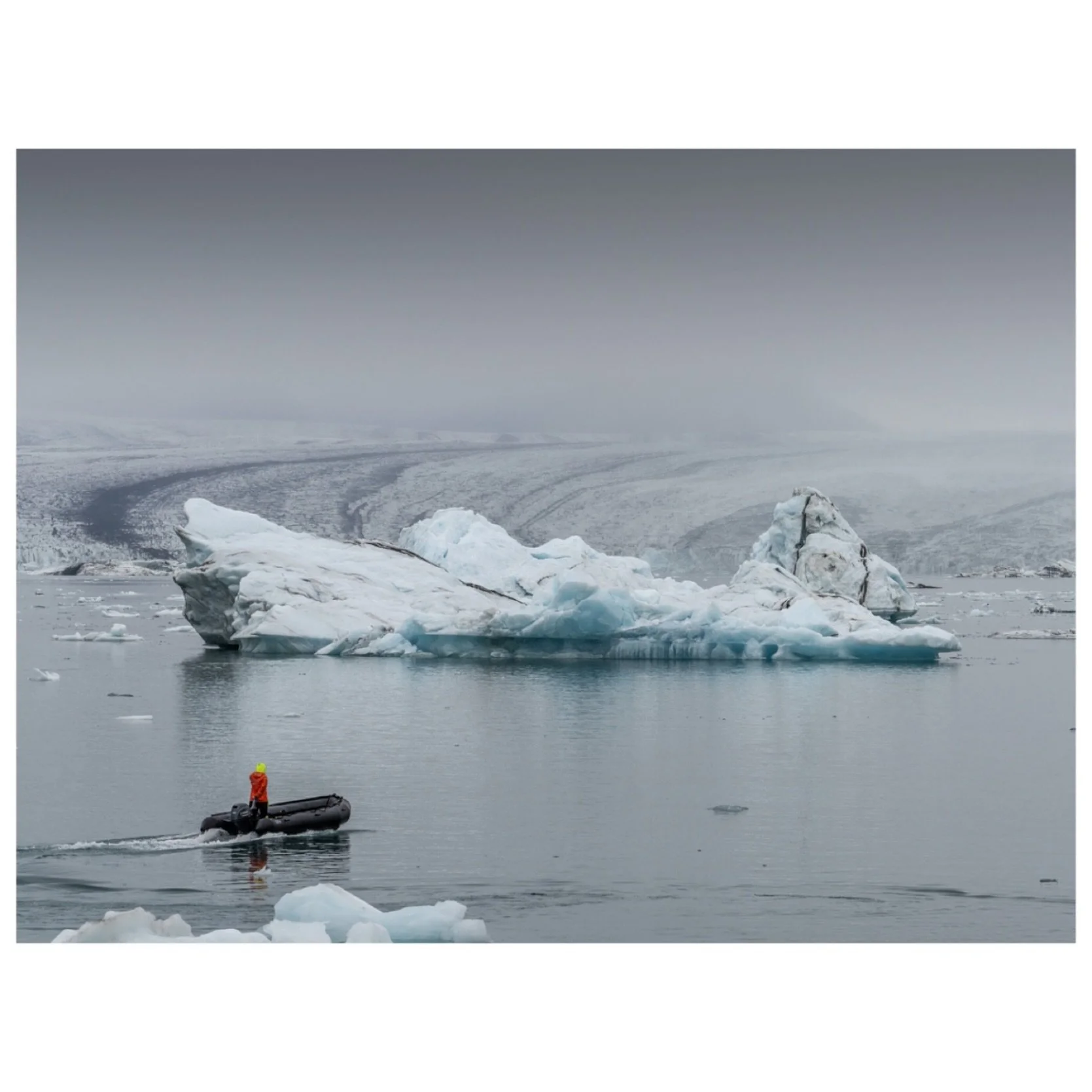 A tiny zodiac glides through J&ouml;kuls&aacute;rl&oacute;n, surrounded by massive icebergs that seem to go on forever.

This is where you truly feel how small we are against nature&rsquo;s power. The endless ice, the towering glacial sculptures, the