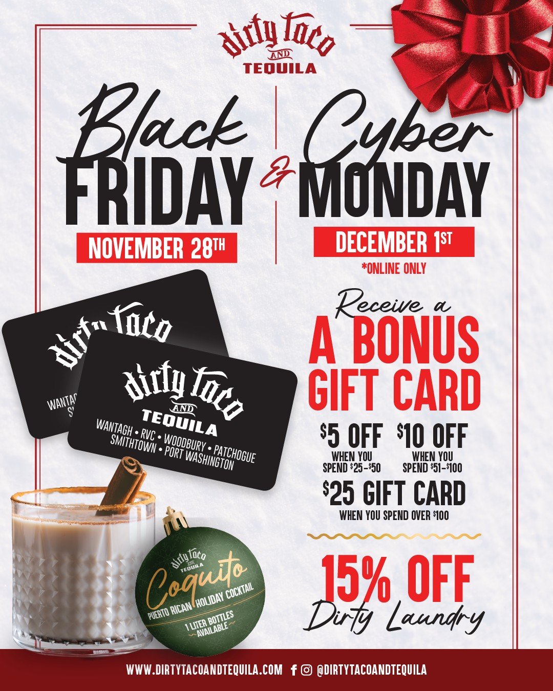 Black Friday and Cyber Monday just got DIRTY! 🔥 Don't miss out on the chance to receive a Bonus Gift Card!