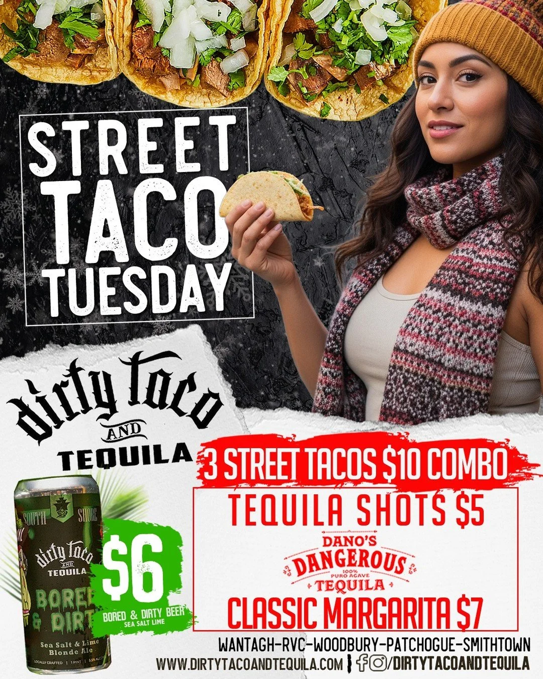 Tuesdays are for Dirty Taco &amp; Tequila! 🌮🍹

Join us at all locations today - 3 Street Tacos for $10 + $5 Tequila Shots.