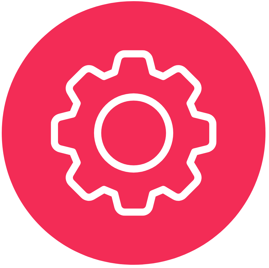 Icon of ta gear on a pink background