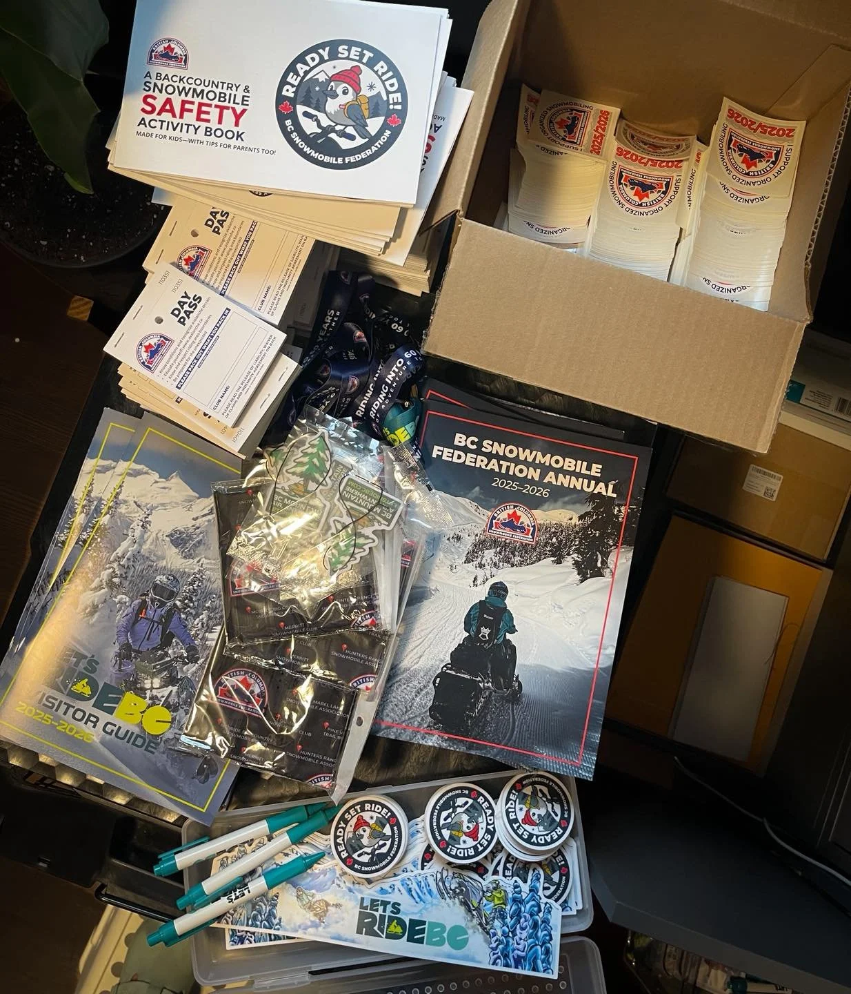 🎁 Club Care Packages Are Rolling Out!
The first BCSF club care packages of the season are being packed and shipped across the province!
Each box is filled with the essentials that keep clubs connected and ready for winter — membership decals