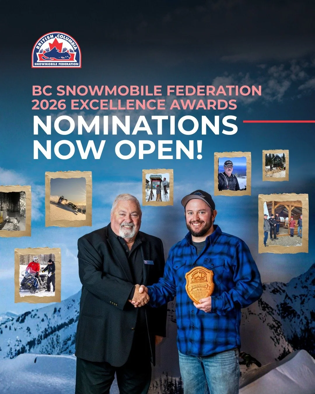 Nominations are now open for the 2026 BCSF Snowmobile Excellence Awards taking place in Kelowna, BC on March 28, 2026! 🏆

These awards recognize the clubs, volunteers, leaders, and partners who strengthen snowmobiling across British Columbia.

🗓 De