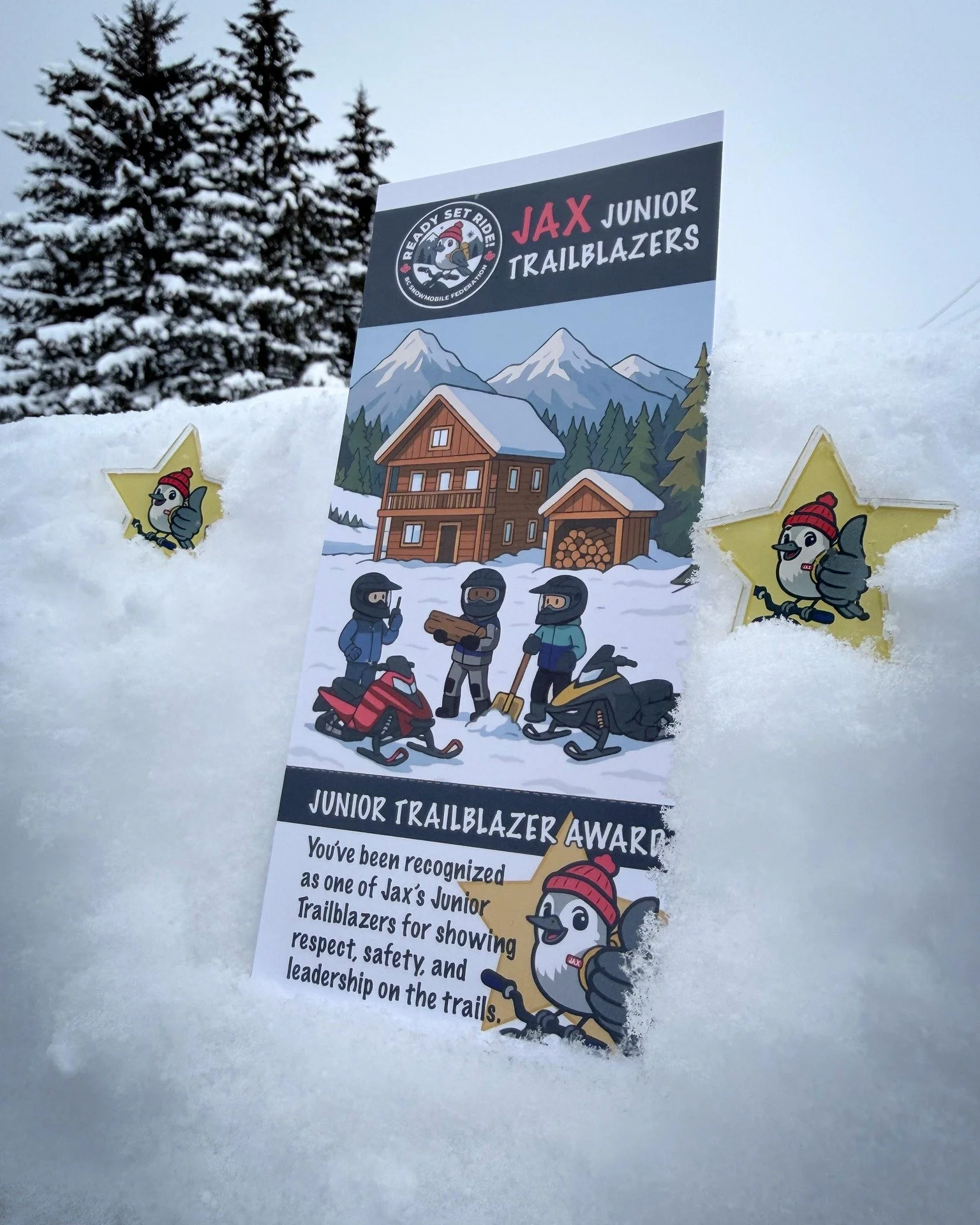 We&rsquo;re excited to be mailing out two Jax Junior Trailblazers pins this morning to young riders Simon and Gavin Welsh 🎉

Recognized by volunteer Les Hillier with the Vernon Snowmobile Association, these riders were spotted showing positive behav