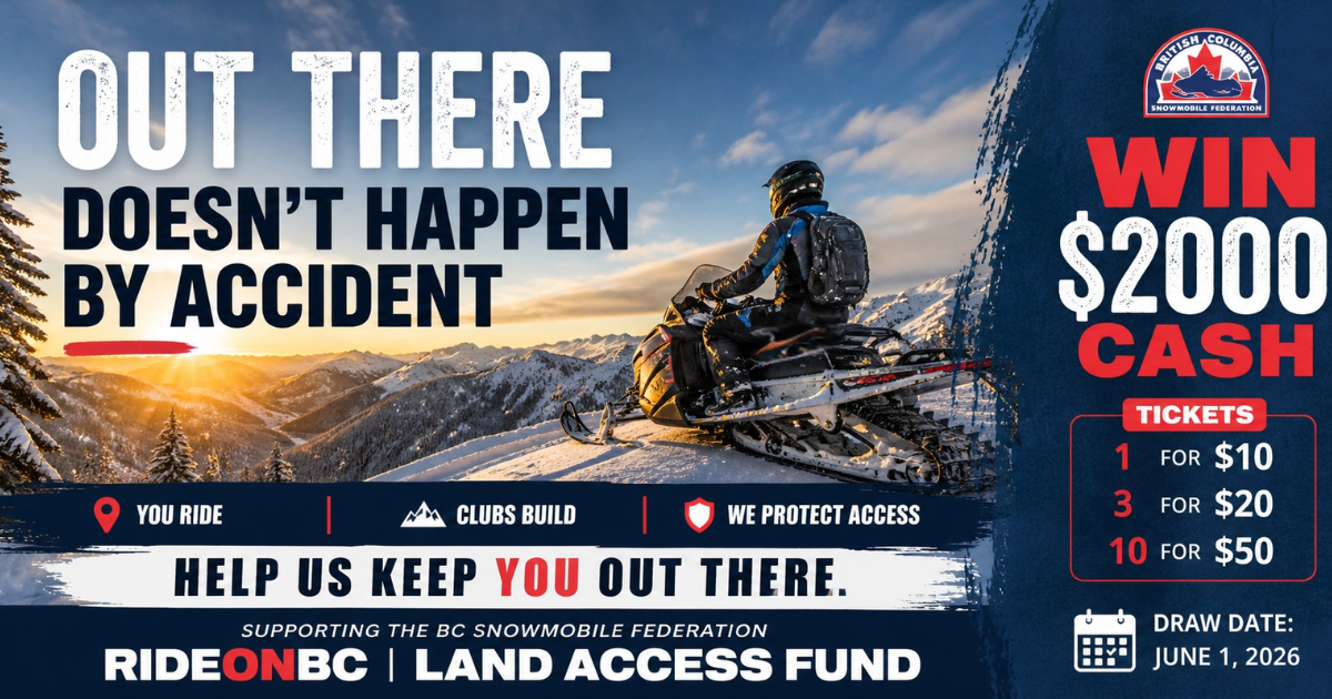 BC Snowmobile Federation Launches First-Ever RideOnBC Land Access Fund Raffle