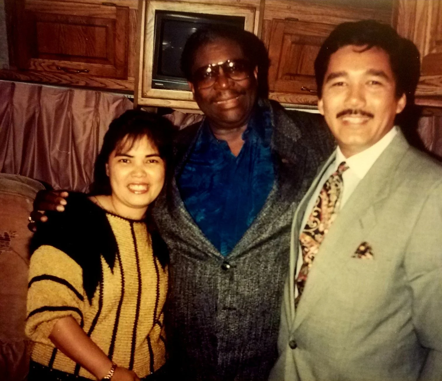 B.B King, blues legend on the road in his tour bus 