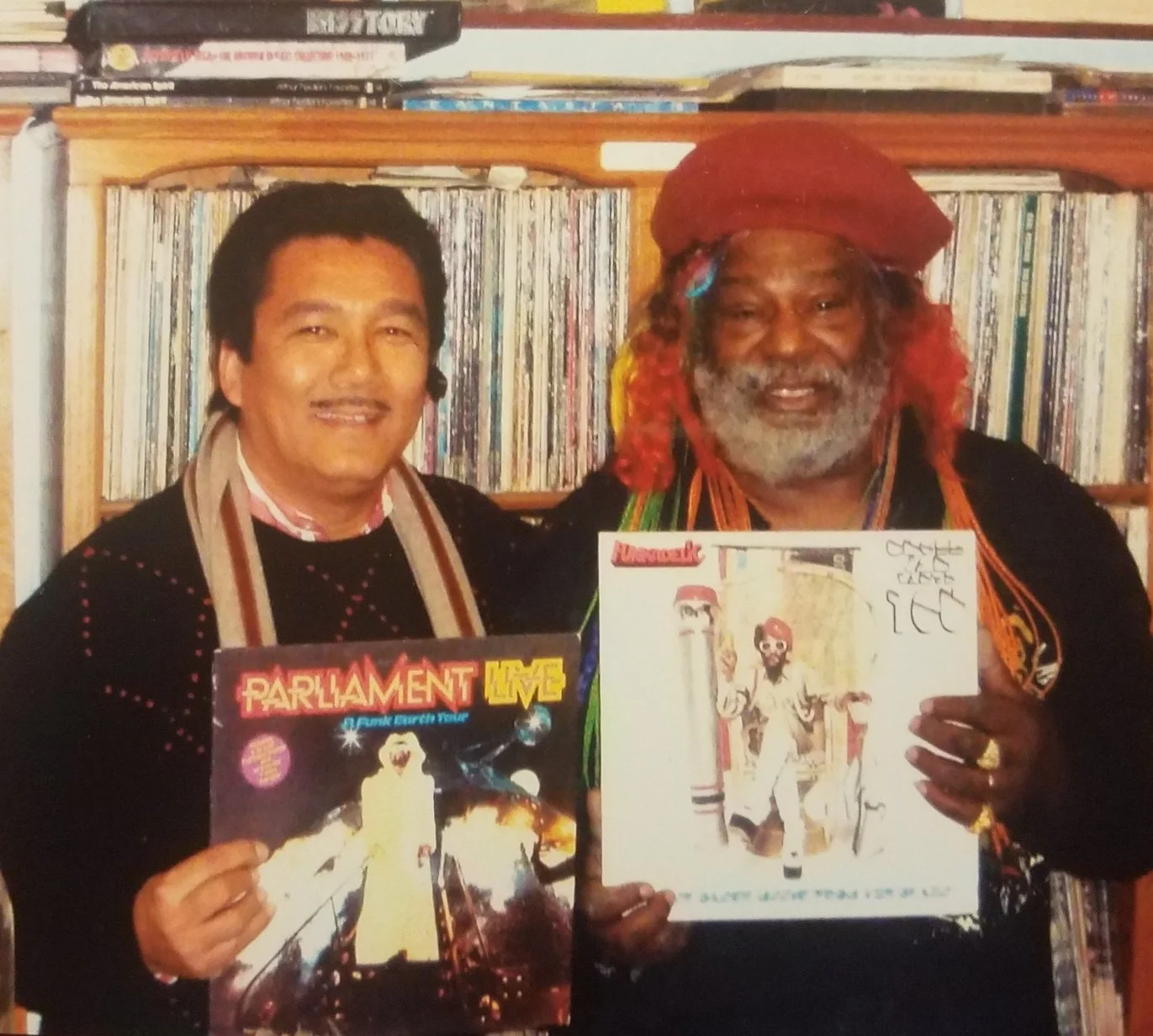 George Clinton in As The Record Turns in Hollywood picking up his original mint copies of his legendary group Pariiament Funkadelic and others.