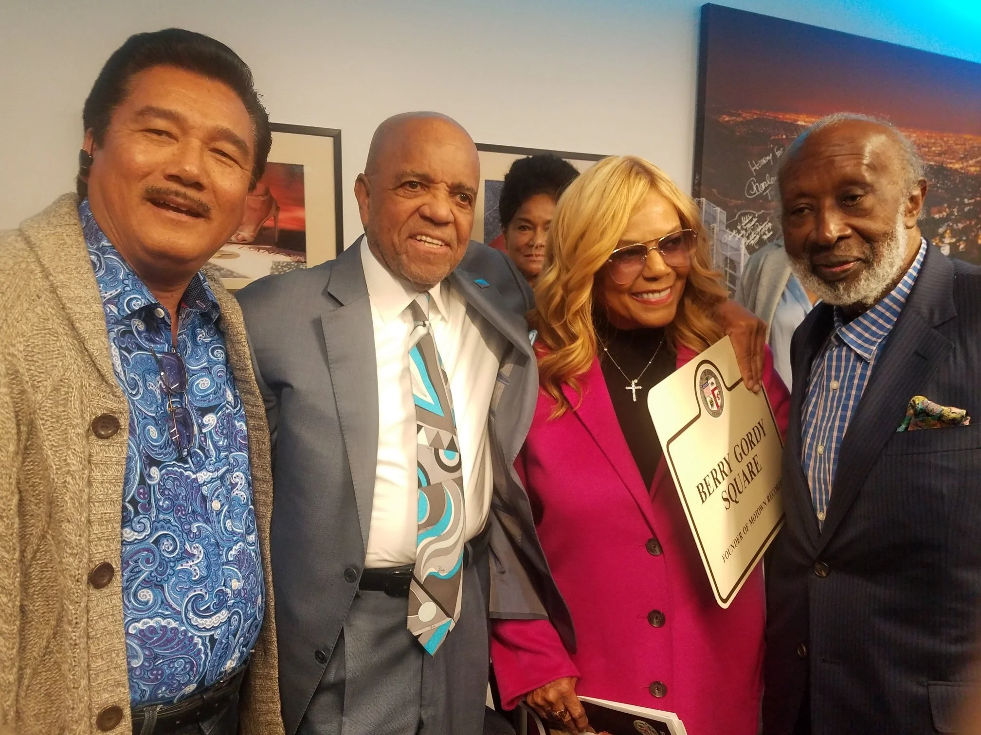 Berry Gordy, Claudette Robinson and Clarence Avant in Hollywood.