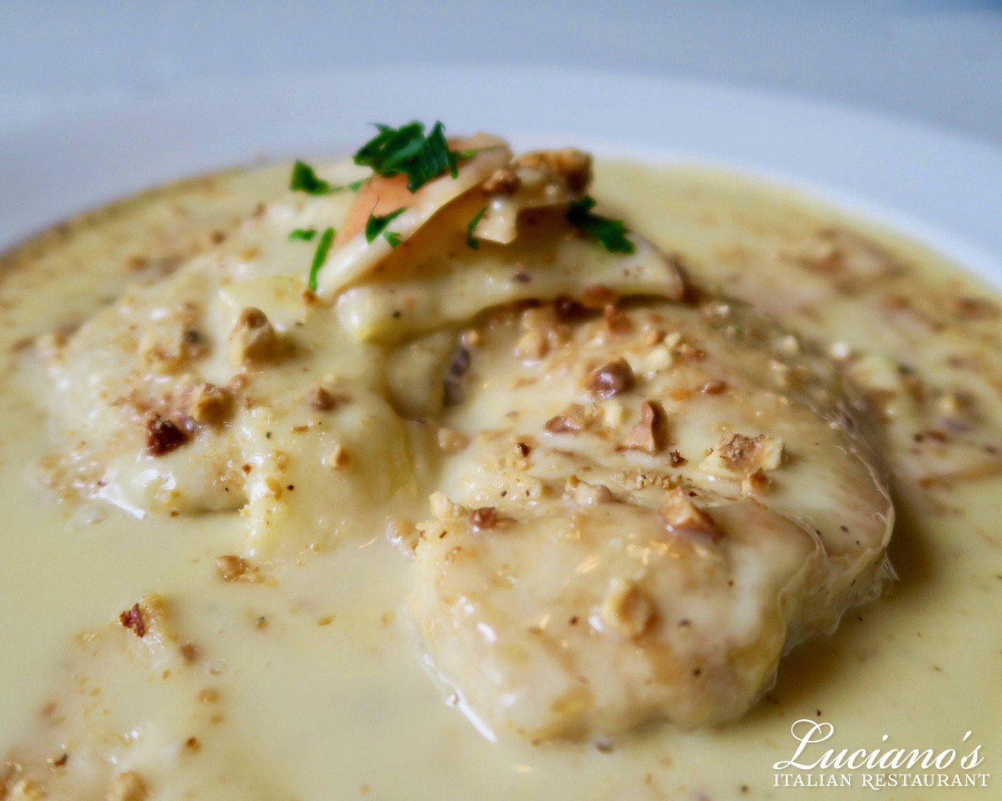 Have you tried our Chicken Frangelico? - Saut&eacute;ed chicken medallions with fresh apples in a hazelnut liqueur cream sauce. Enjoy!