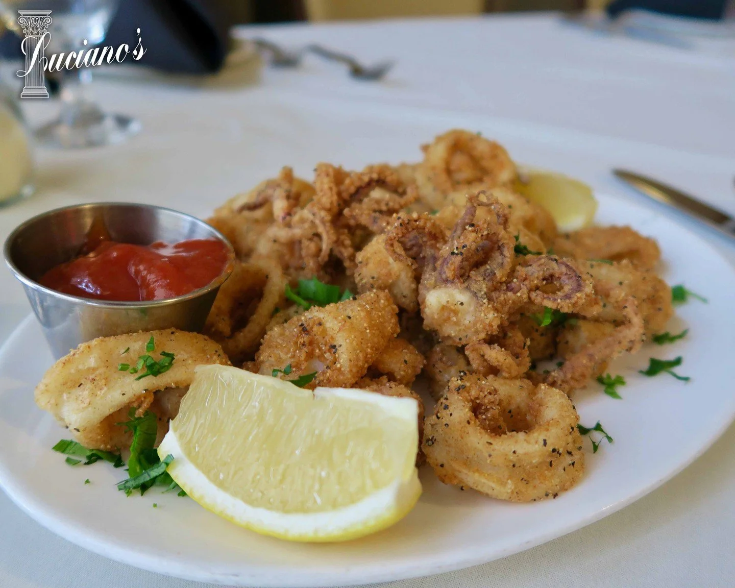Start your Luciano's dining experience with an order of our mouthwatering Calamari Fritti!