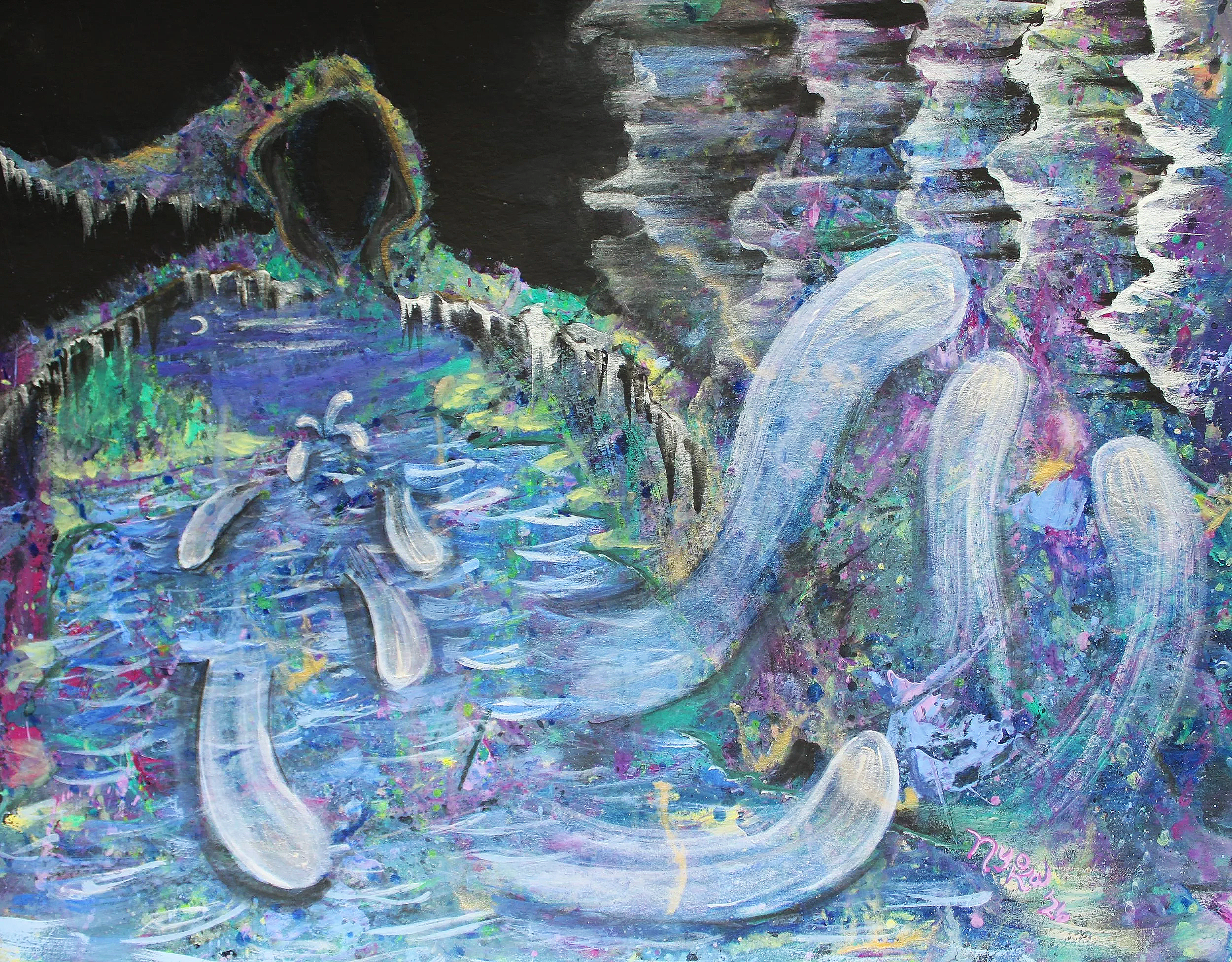 inner oceans (2026). mixed media on paper. 11 x 14 inches.