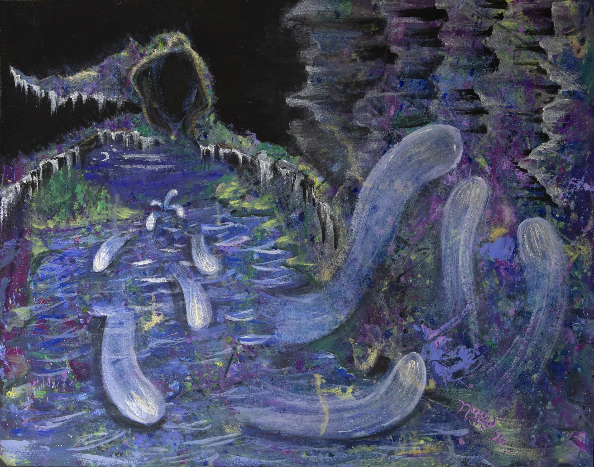 inner oceans (2026). mixed media on paper. 11 x 14 inches.
