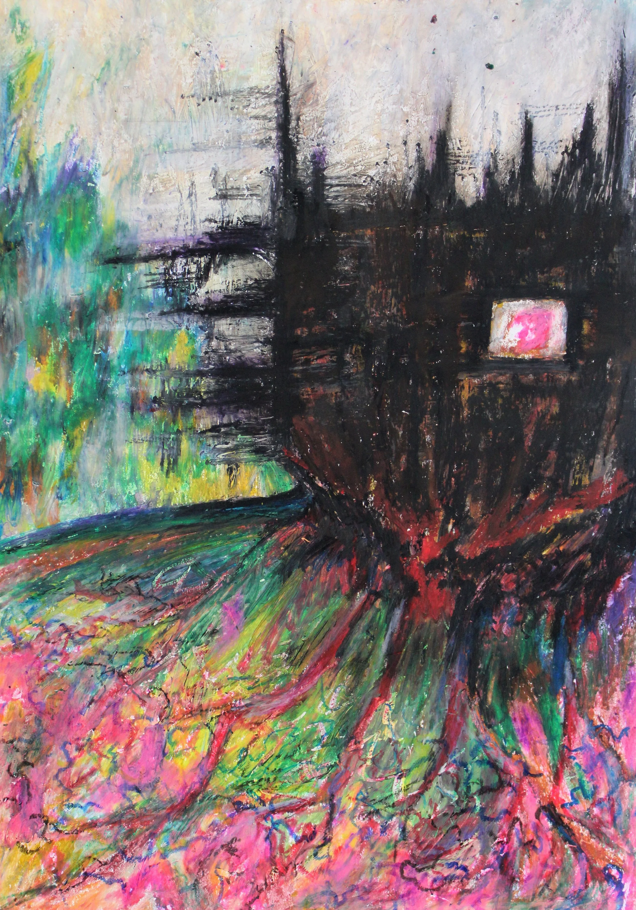black house (2021). oil pastel on 190 gsm paper.