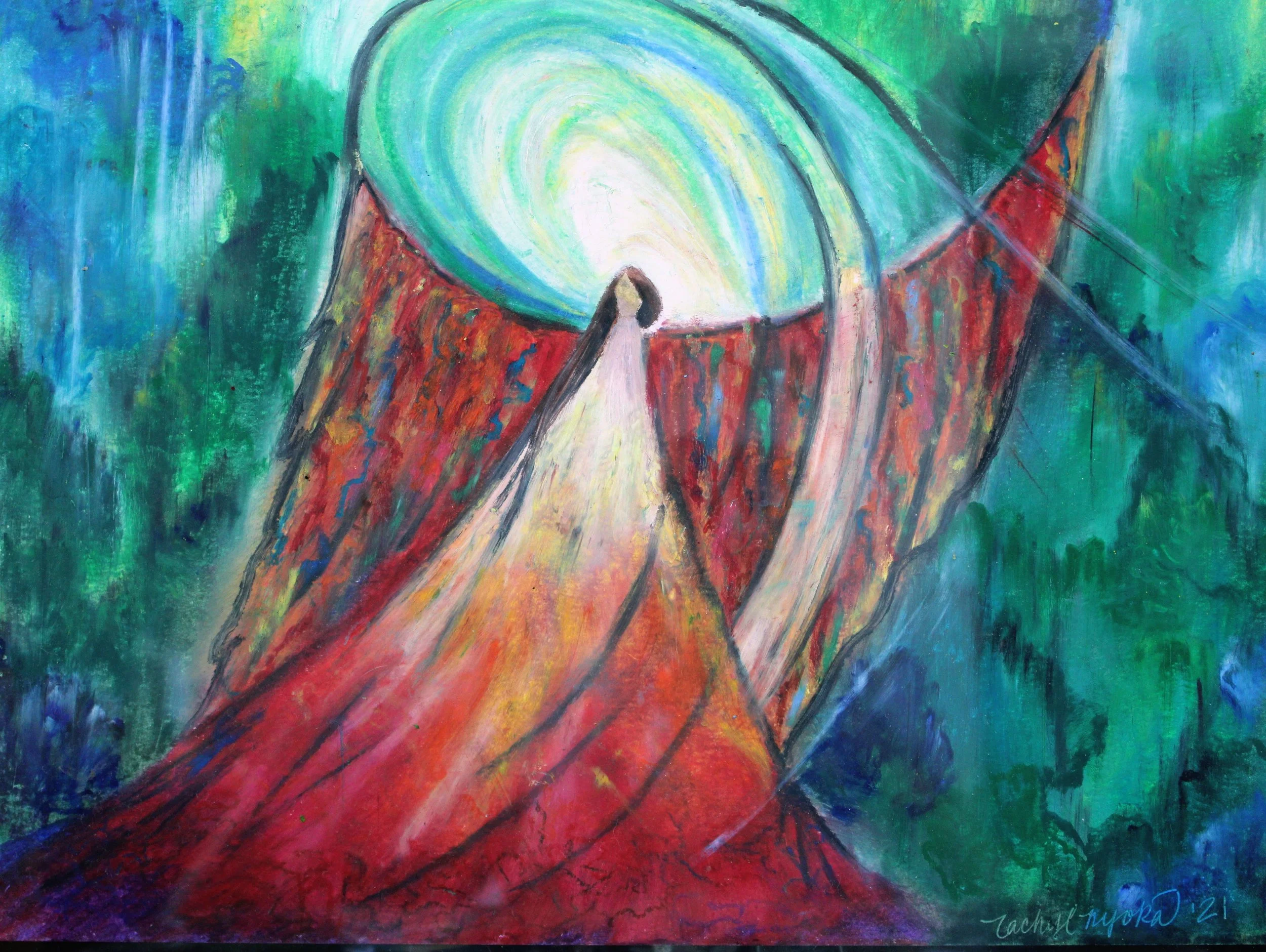 forest priestess (2021). oil pastel on 190 gsm paper. 9 x 11 inches.