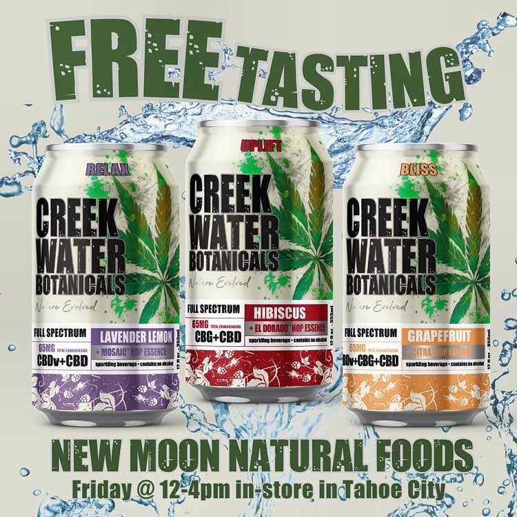 Hey, Tahoe City! 👋 

This Friday afternoon we&rsquo;ll be hanging out pouring samples and talking CBD at @newmoonnaturalfoods in Tahoe City! We&rsquo;d love it if you came to give us a howdy! 

We&rsquo;ll be giving out $1 off coupons to use in-stor