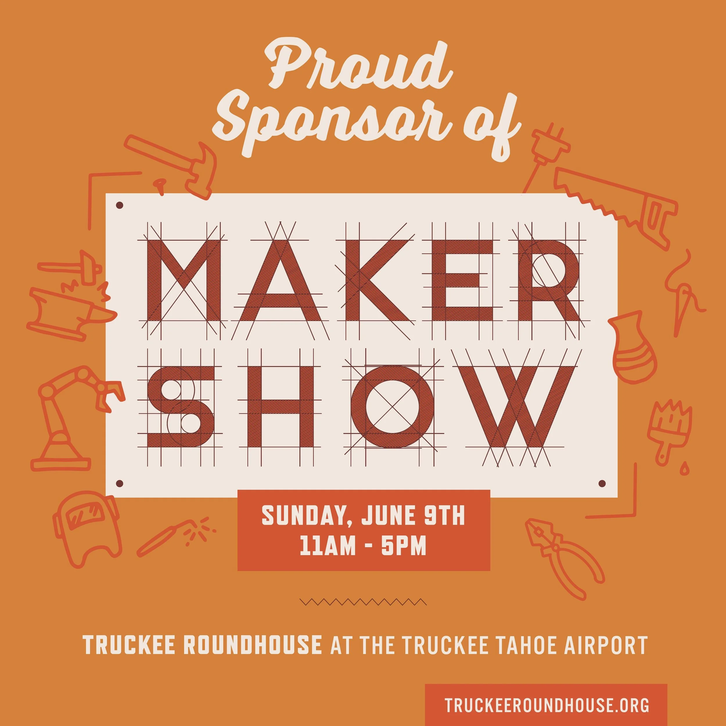 We are proud to be a sponsor of the Truckee Roundhouse Maker Show on Sunday, June 9th! 🌟

Come out and explore your creativity at Truckee Roundhouse &lsquo;s biggest outreach and fundraiser of the year! 

At the Maker Show, YOU get to be the artist 
