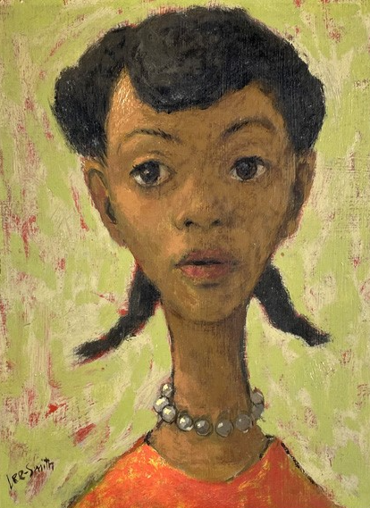 Hughie Lee-Smith, Portrait of a Girl, c. 1950, oil onboard, 10 x 8 inches