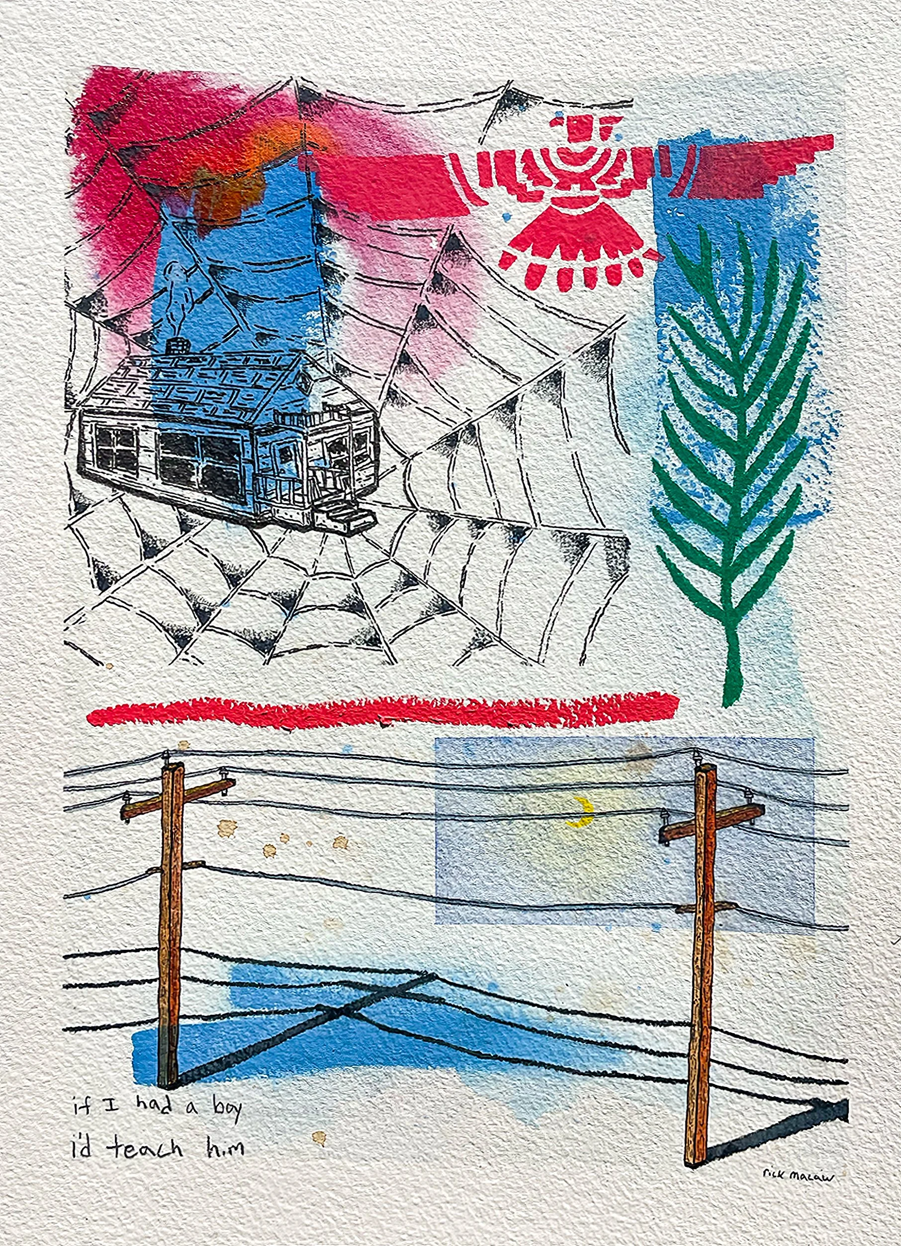 "Power Line Epiphany" -
14in x 10in -
Mixed media on Arches cold pressed paper