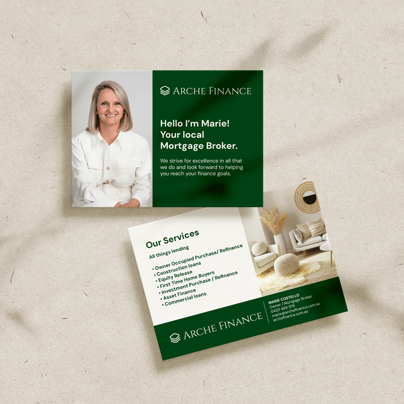 Arche Finance Postcard Design